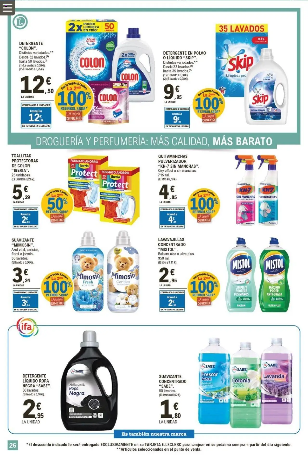 E.Leclerc folleto │ válido desde el 10.09.2025 | Página: 26 | Productos: Polvo, Detergente, Ropa, Suavizante