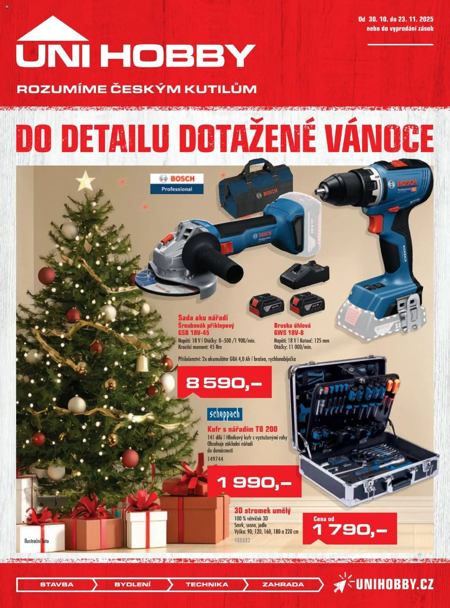 Uni Hobby leták od 30.10.2025 | Strana: 1 | Produkty: Zahrada, Kufr, Bruska, Aku nářadí