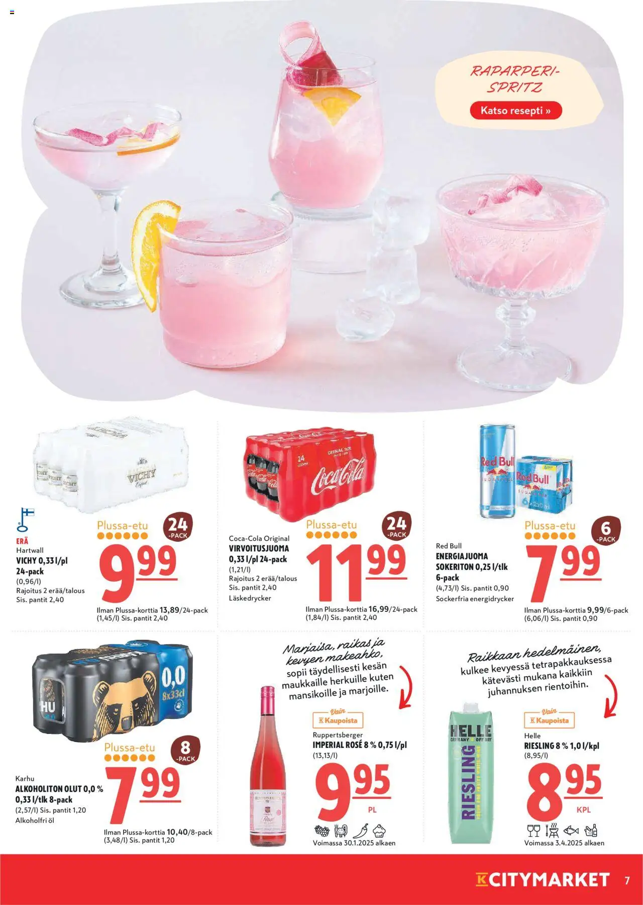  | Sivu: 7 | Tuotteet: Raparperi, Alkoholiton olut, Energiajuoma, Olut