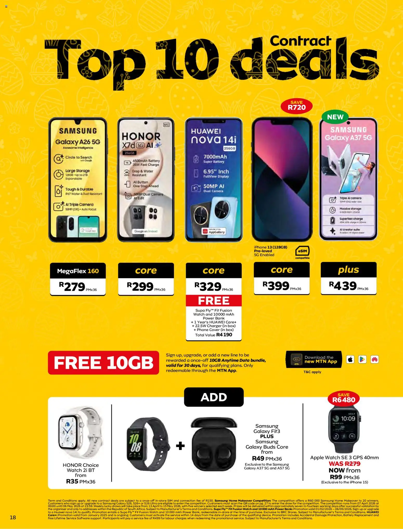 New MTN catalogue – valid from 07.04.2026 | Page: 18 | Products: Sim, Cover, Phone, Camera