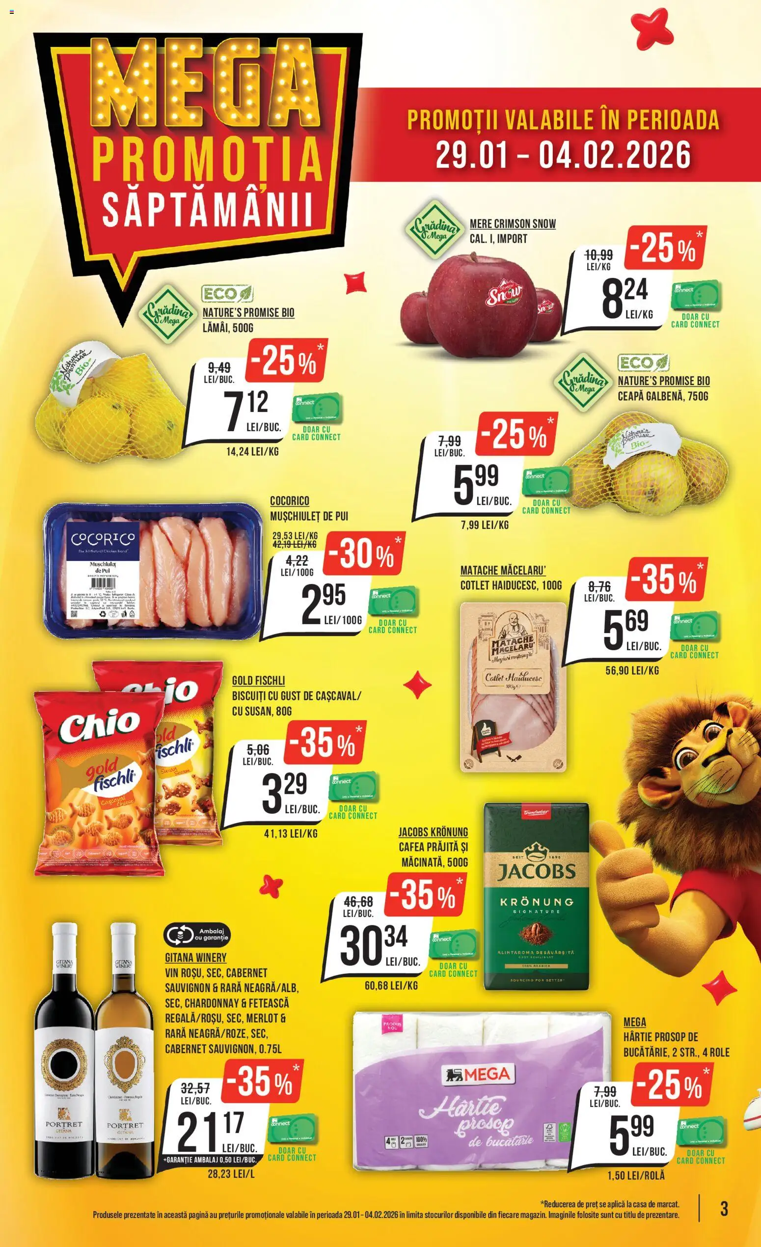 Noul catalog Mega Image – valabil de la 29.01.2026 | Pagină: 3 | Produse: Şerit ödül, Bucătărie, Köpek çiti, Ceapă