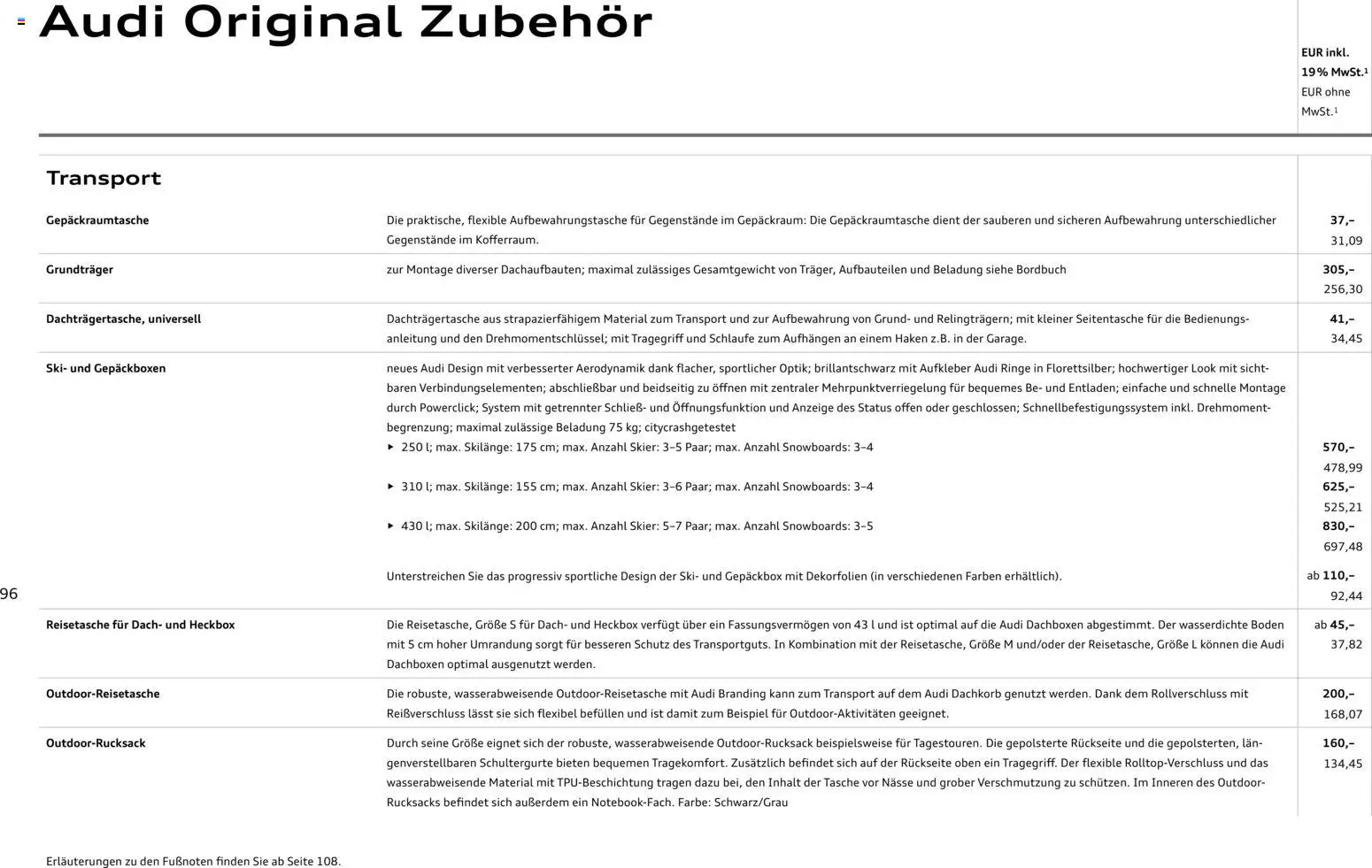 Audi A1 Sportback / A1 allstreet – gültig ab 28.10.2025 | Seite: 96