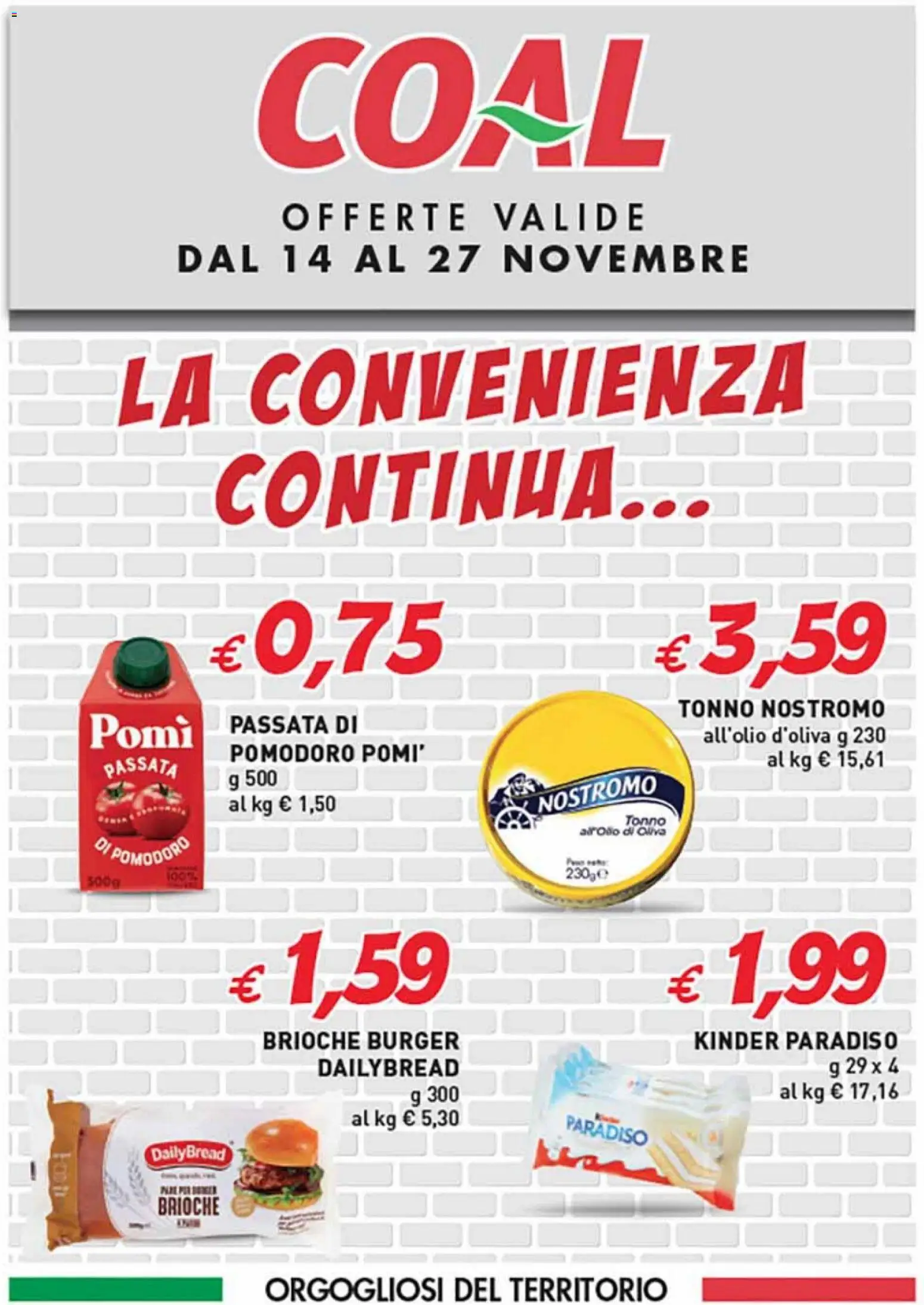 Volantino Coal del 14.11.2025 | Pagina: 1 | Prodotti: Pomodoro, Tonno