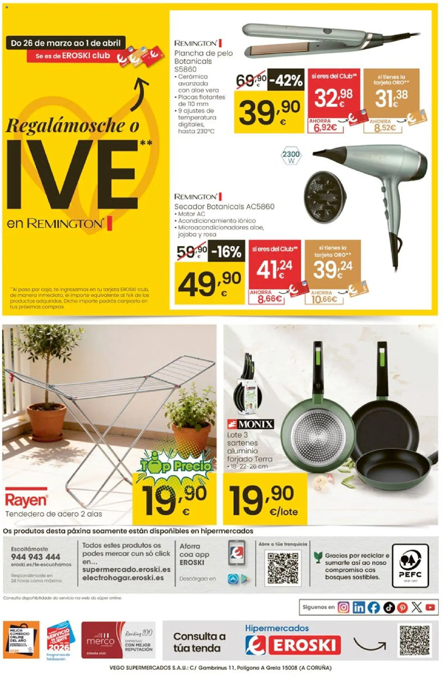 Eroski ¿Quieres ahorrar conmigo? │ válido desde el 26.03.2026 | Página: 56 | Productos: Té, Tendedero, Plancha, Plancha de pelo