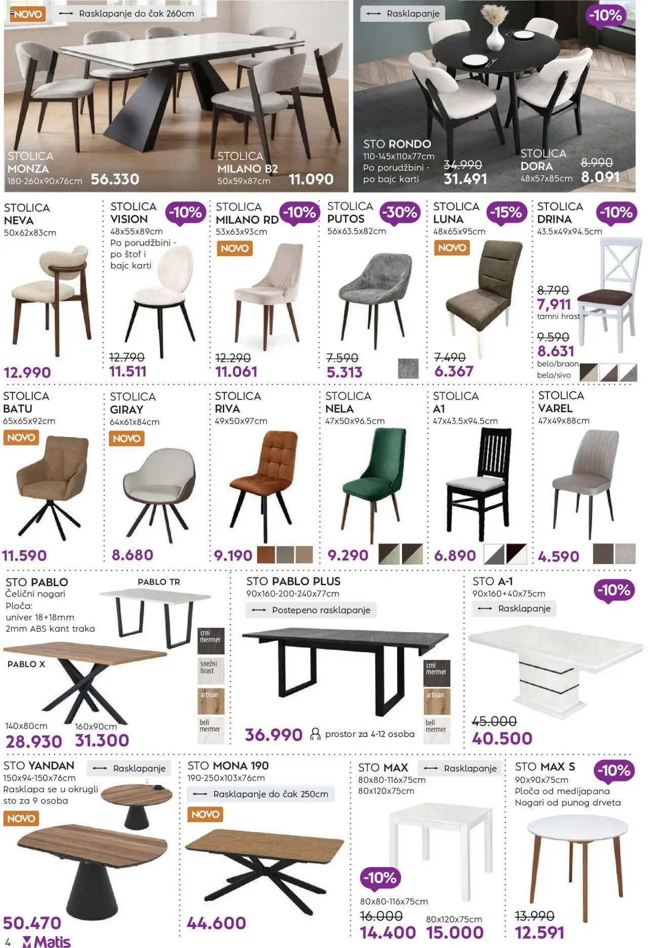 Matis katalog - važi od 01.08.2025 | Strana: 4 | Proizvode: Sto, Stolica