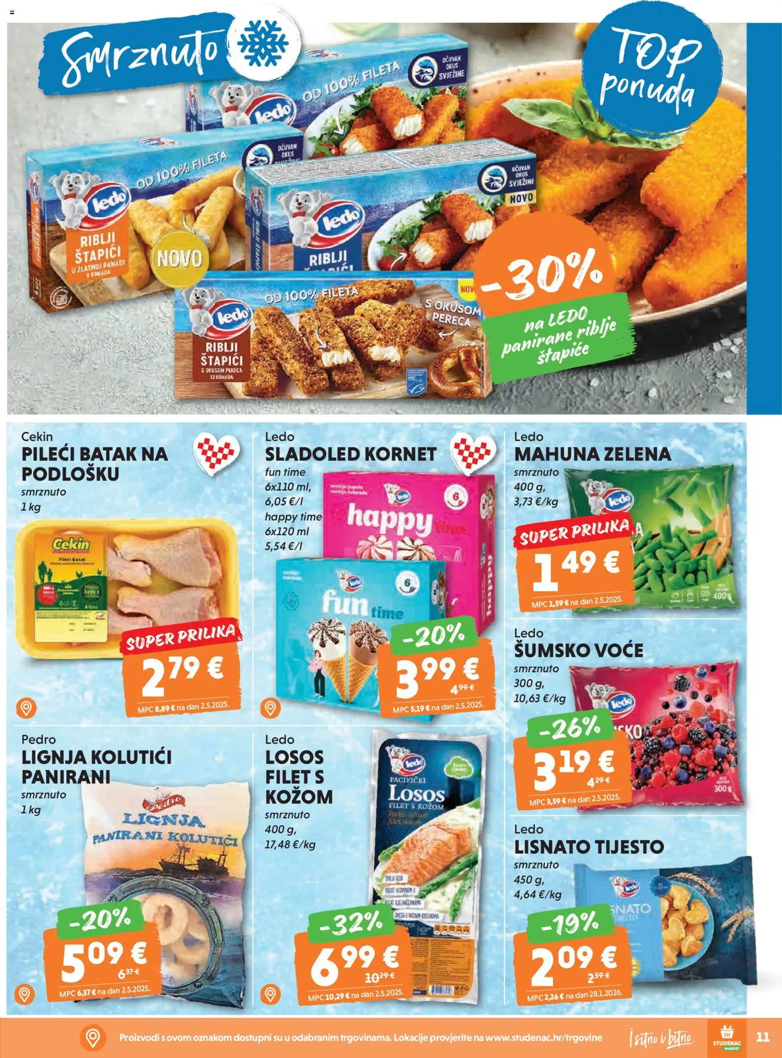 Studenac katalog | vrijedi od 18.02.2026 | Stranica: 11 | Proizvodi: Ledo, Sladoled, Voće, Štapići