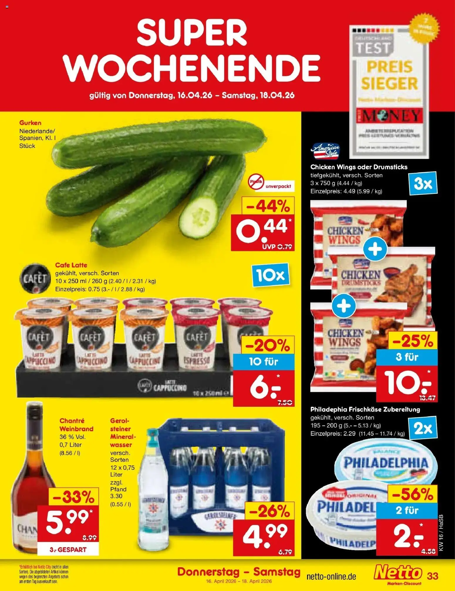 Netto Marken-Discount Prospekt Wuppertal	 – gültig ab 13.04.2026 | Seite: 51 | Produkte: Wasser, Chantré, Gurken, Frischkase