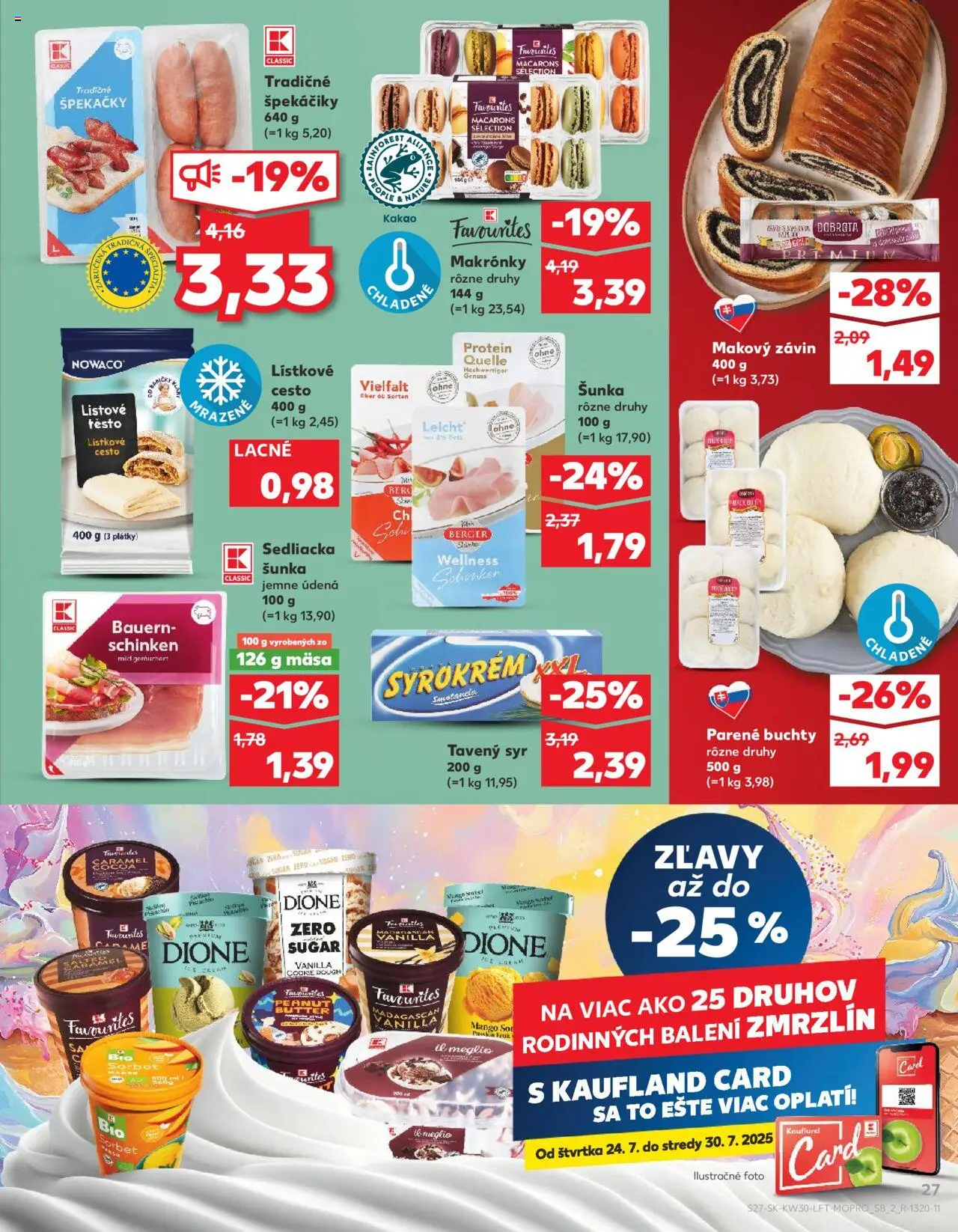 Kaufland Žilina │ platný od 24.07.2025 | Strana: 27 | Produkty: Syr, Šunka, Mango, Kakao