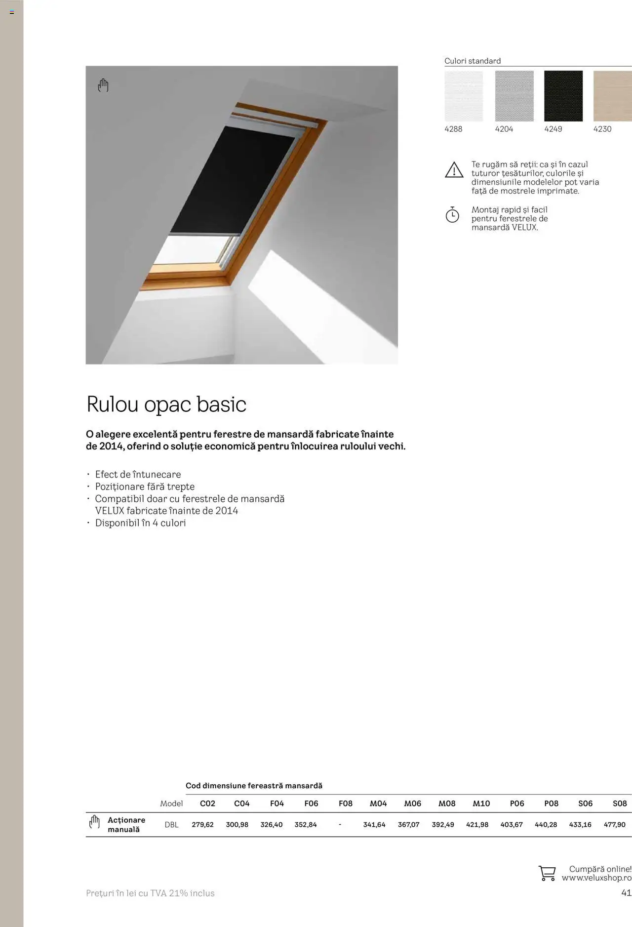 Noul catalog Velux – valabil de la 25.02.2025 | Pagină: 41 | Produse: Fereastră