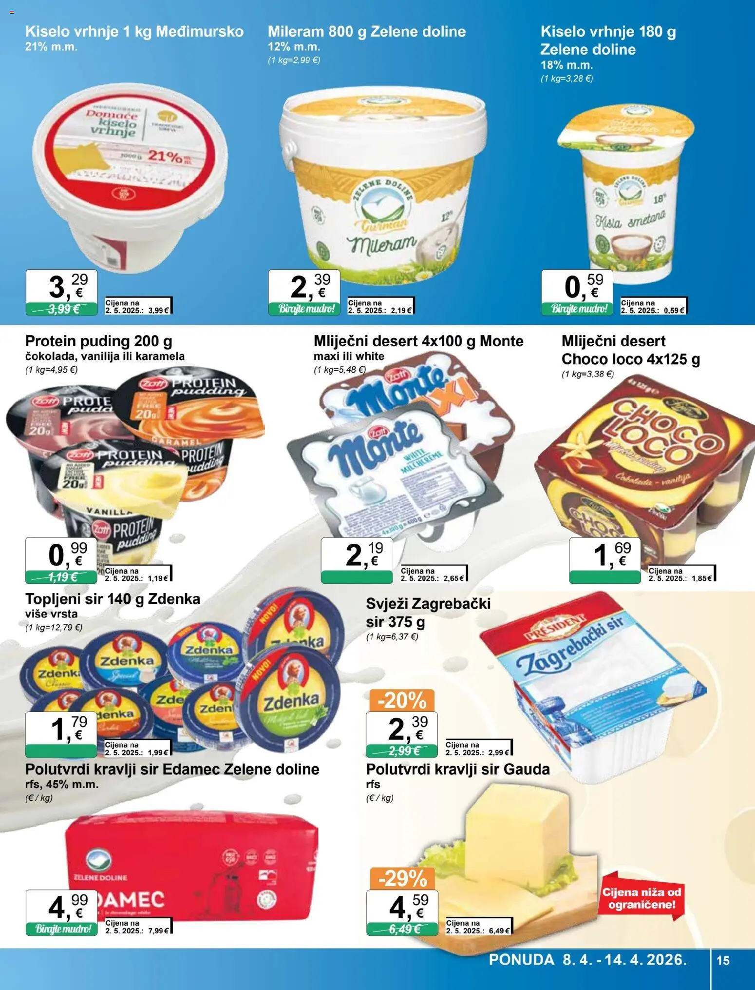 KTC katalog | vrijedi od 08.04.2026 | Stranica: 15 | Proizvodi: Protein puding, Puding, Kiselo vrhnje, Mileram