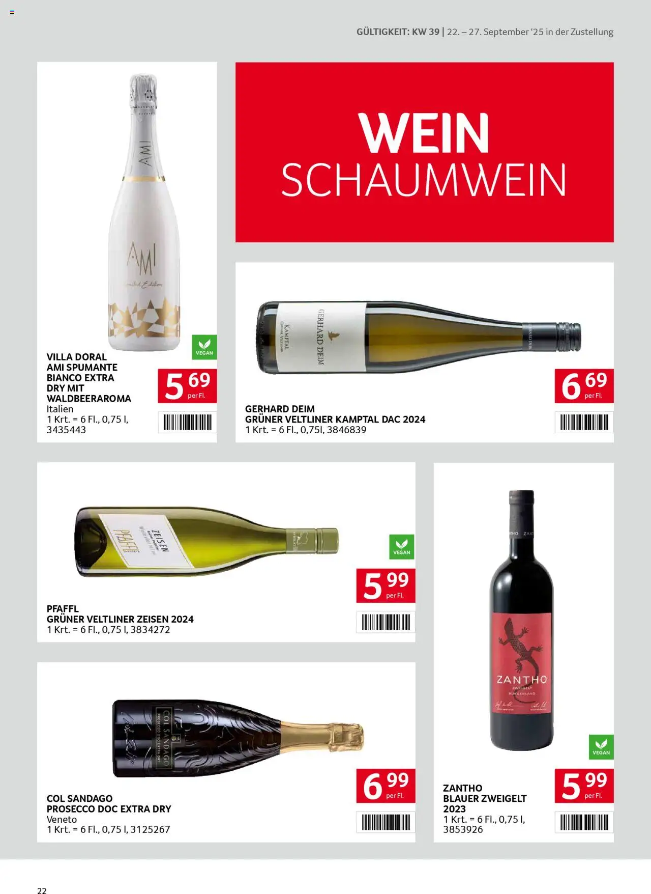 Transgourmet Zustellaktion gültig ab 22.09.2025 | Seite: 22 | Produkte: Wein