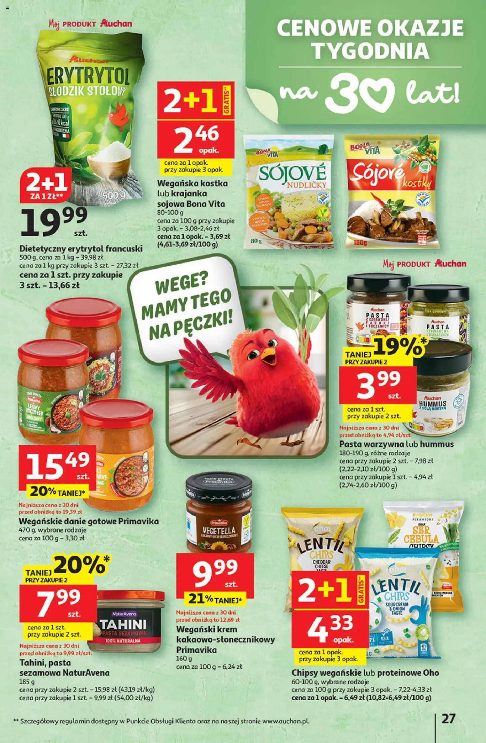 Auchan Gazetka - 30 Lat Hipermarket od 08.01.2026 | Strona: 27 | Produkty: Pasta sezamowa, Hummus, Krem, Cheddar