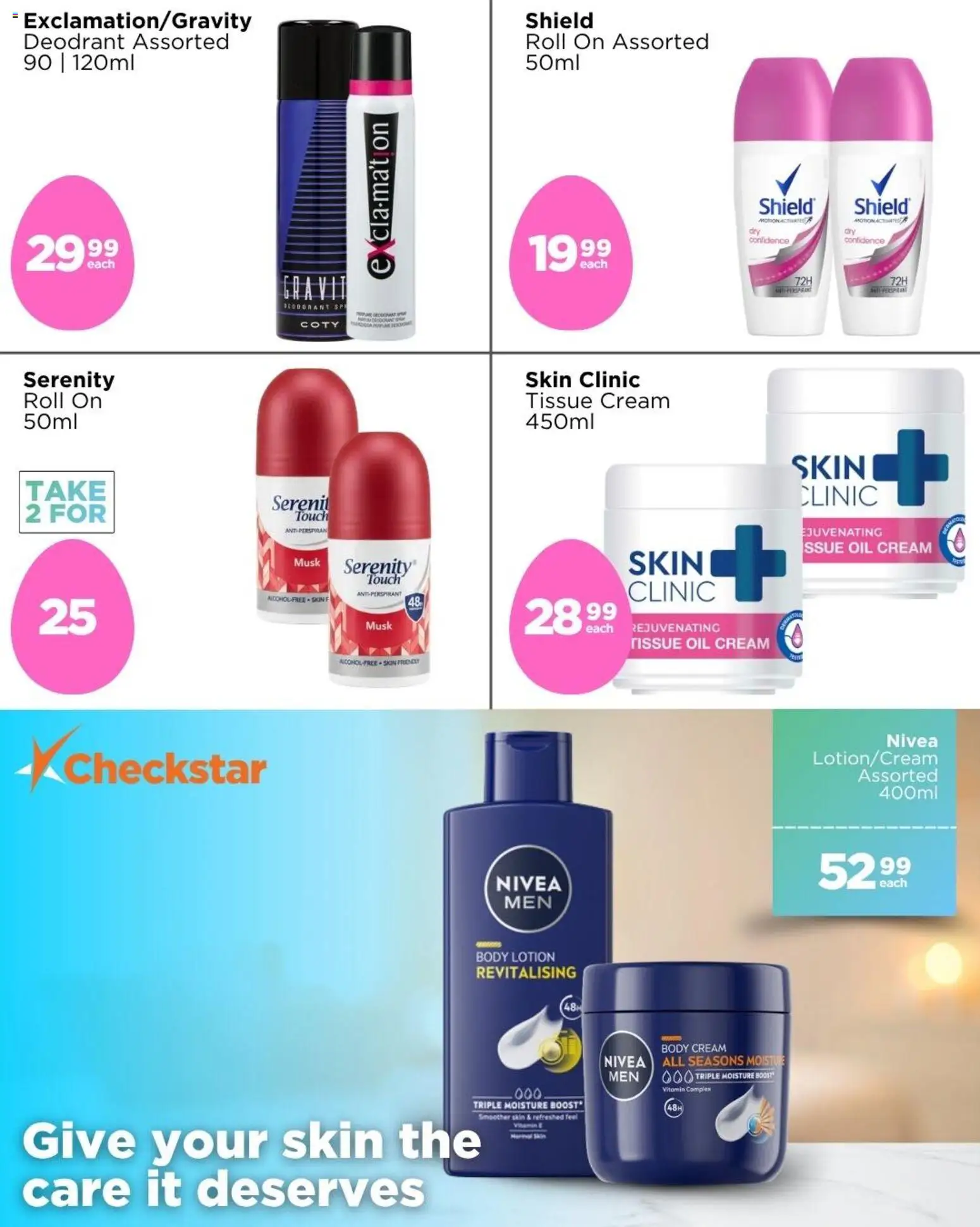 New Check Star catalogue – valid from 25.03.2026 | Page: 8 | Products: Oil, Cream, Antiperspirant, Lotion