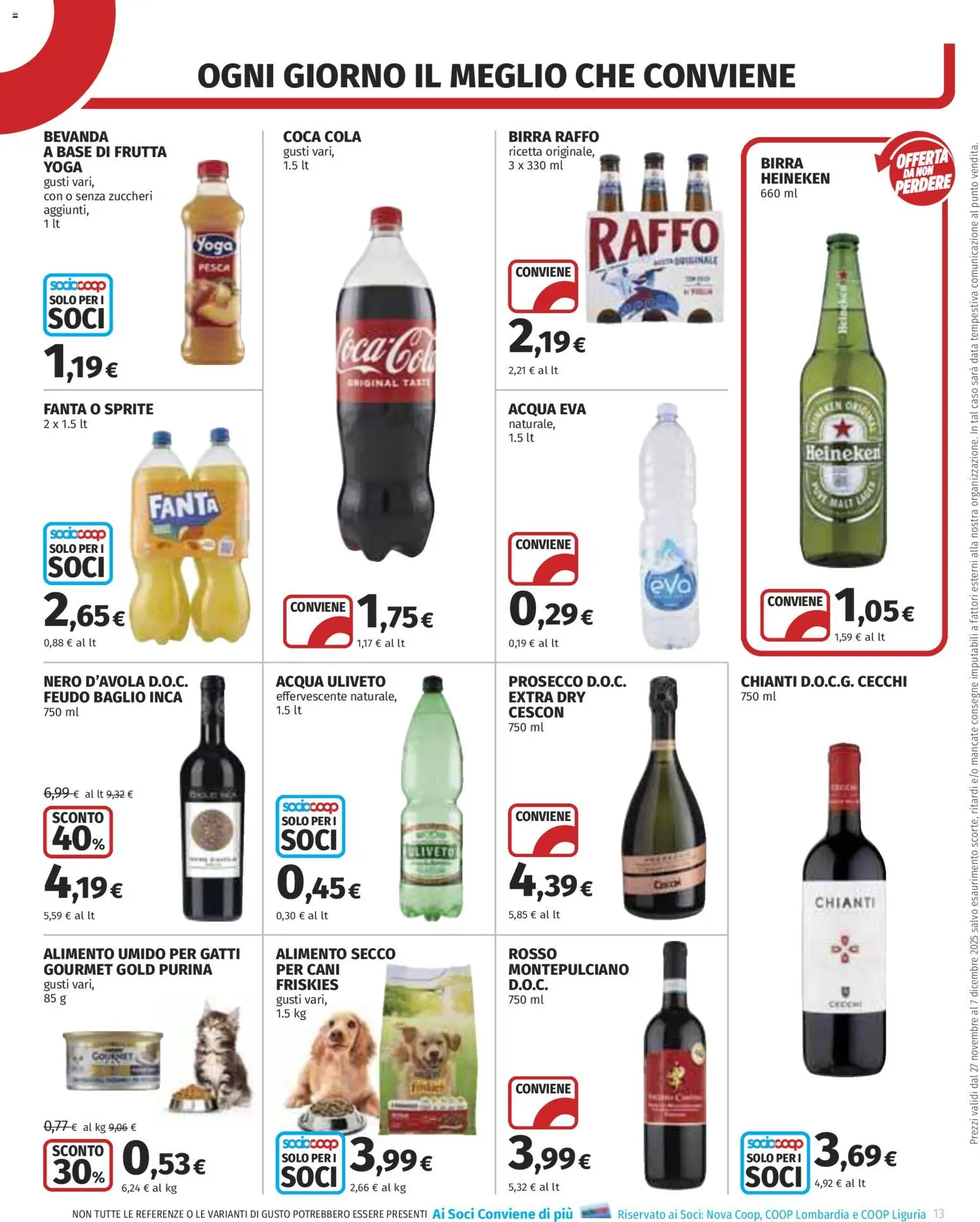 Volantino COOP del 27.11.2025 | Pagina: 13 | Prodotti: Prosecco, Acqua, Fanta, Coca Cola