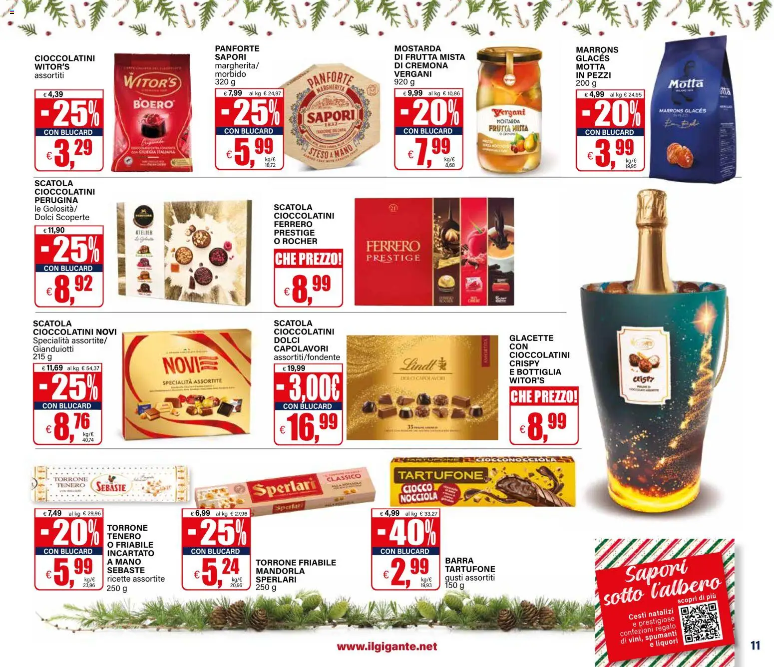 Volantino Il Gigante del 15.12.2025 | Pagina: 11 | Prodotti: Frutta, Cioccolatini, Bottiglia, Scatola