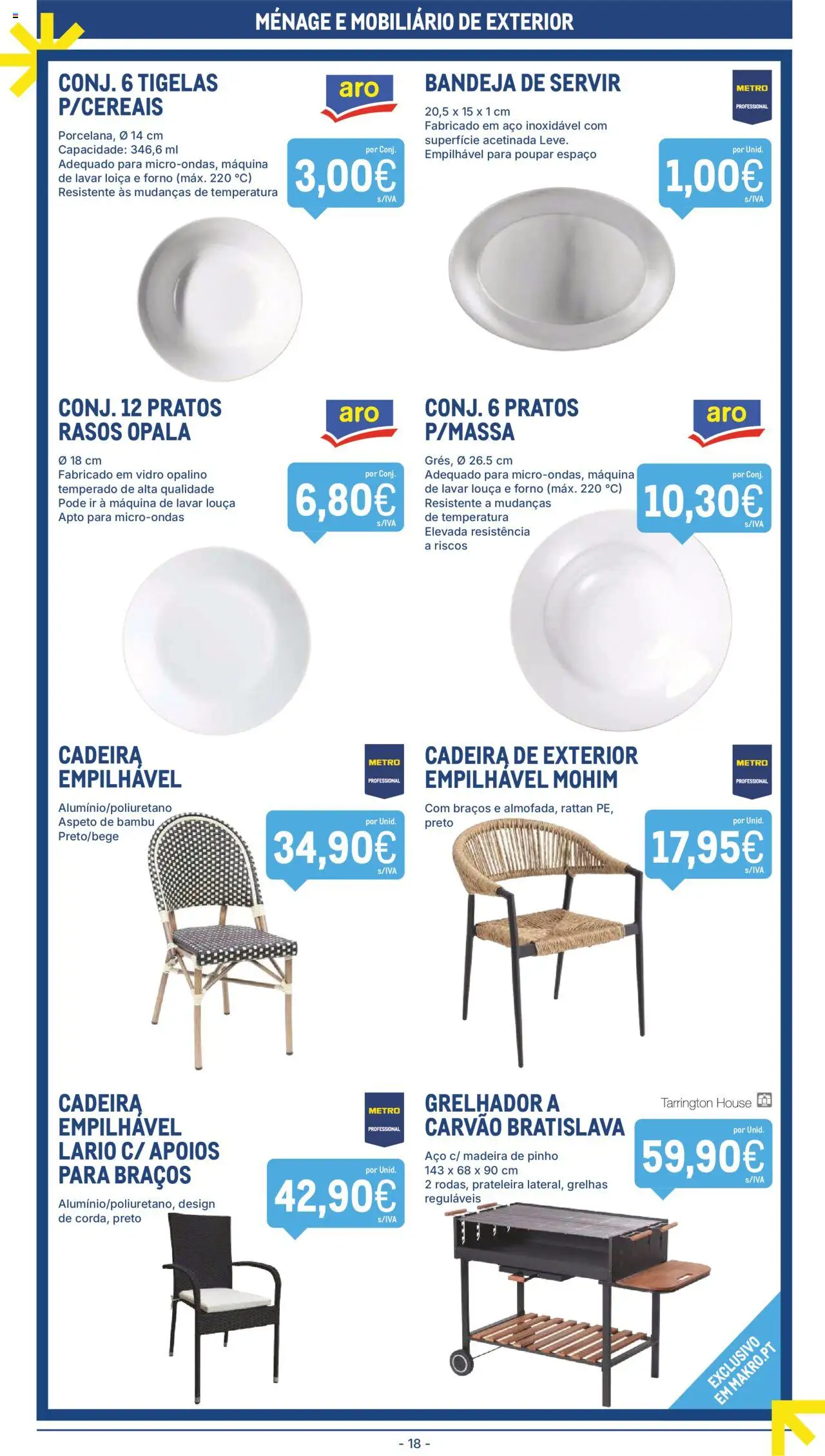 Makro folheto │ válido de 22.07.2025 | Página: 18 | Produtos: Pratos, Prateleira, Cadeira, Microondas