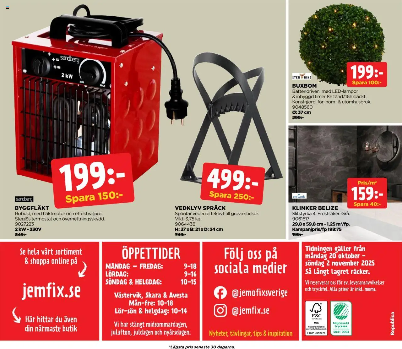 Jem & Fix reklamblad aktuell från 20.10.2025 | Sida: 20 | Produkter: Galler, Vedklyv, Papper