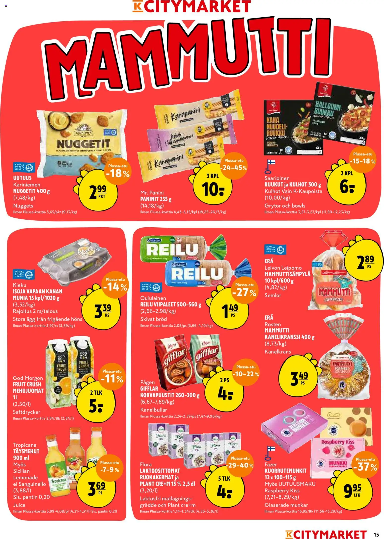 K-Citymarket tarjoukset – voimassa 16.03.2026 alkaen | Sivu: 15 | Tuotteet: Leipomo, Kaneli, Korvapuustit, Halloumi