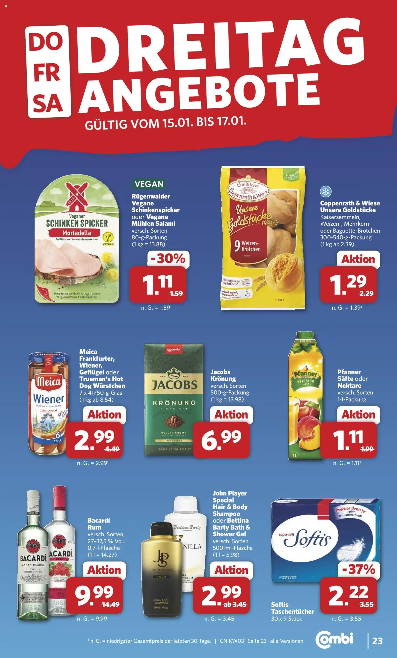 Combi Prospekt 	 – gültig ab 12.01.2026 | Seite: 23 | Produkte: Shampoo, Meica, Shower Gel, Schinken