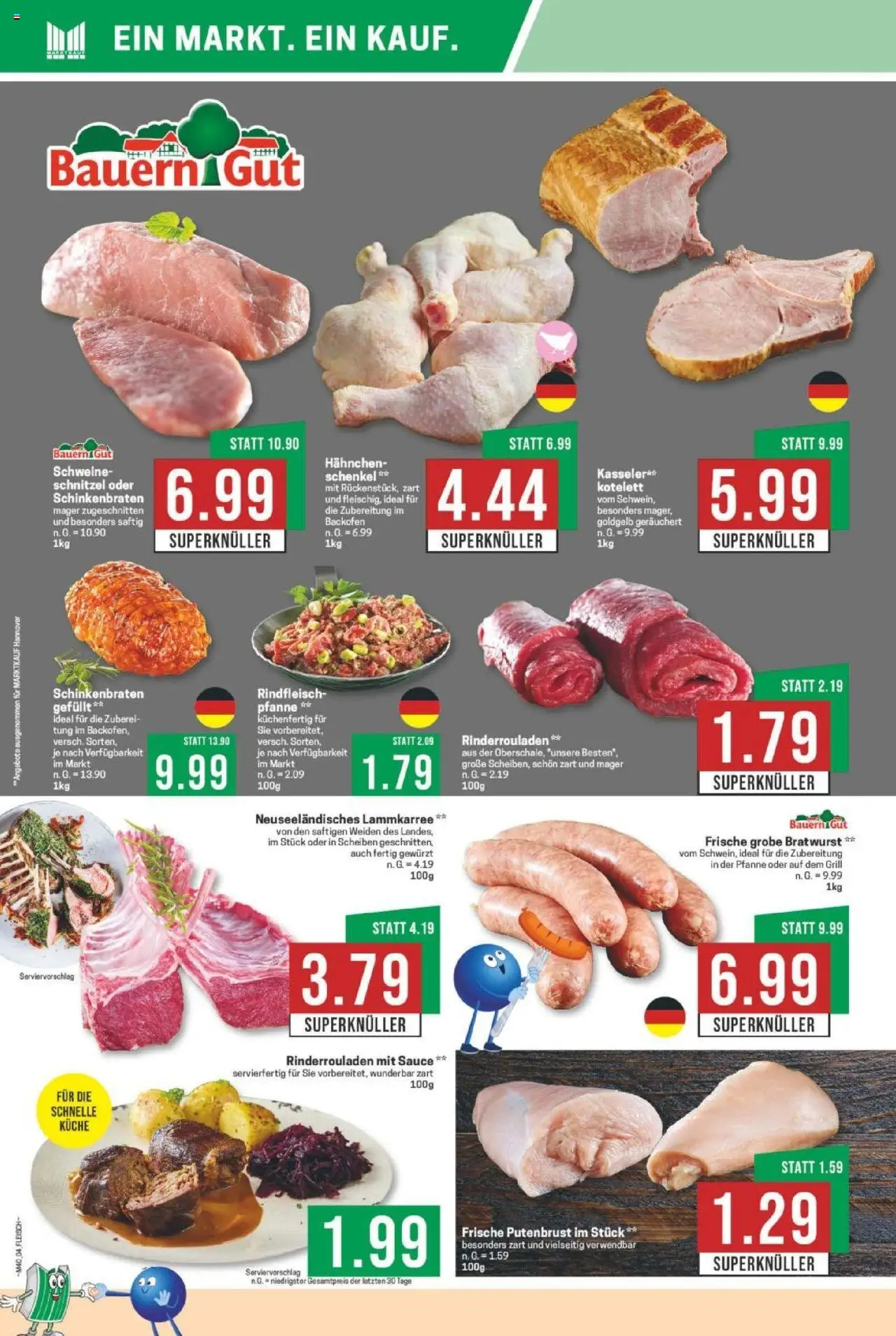 Marktkauf Prospekt 	 – gültig ab 29.09.2025 | Seite: 4 | Produkte: Rinderrouladen, Hahnchen, Bratwurst, Schnitzel