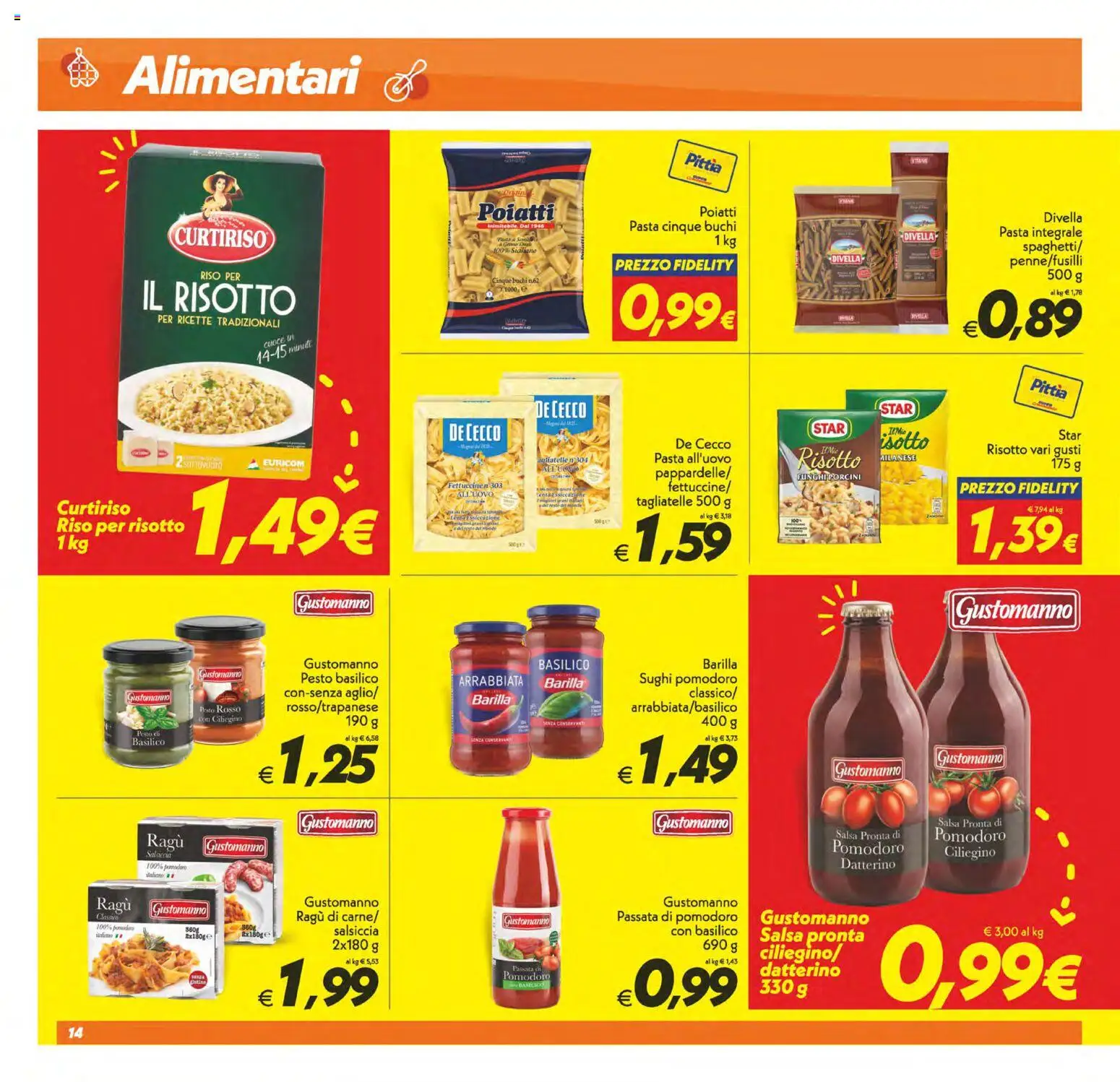 Volantino SuperConveniente del 13.02.2026 | Pagina: 14 | Prodotti: Tagliatelle, Pesto, Passata di pomodoro, Ragú