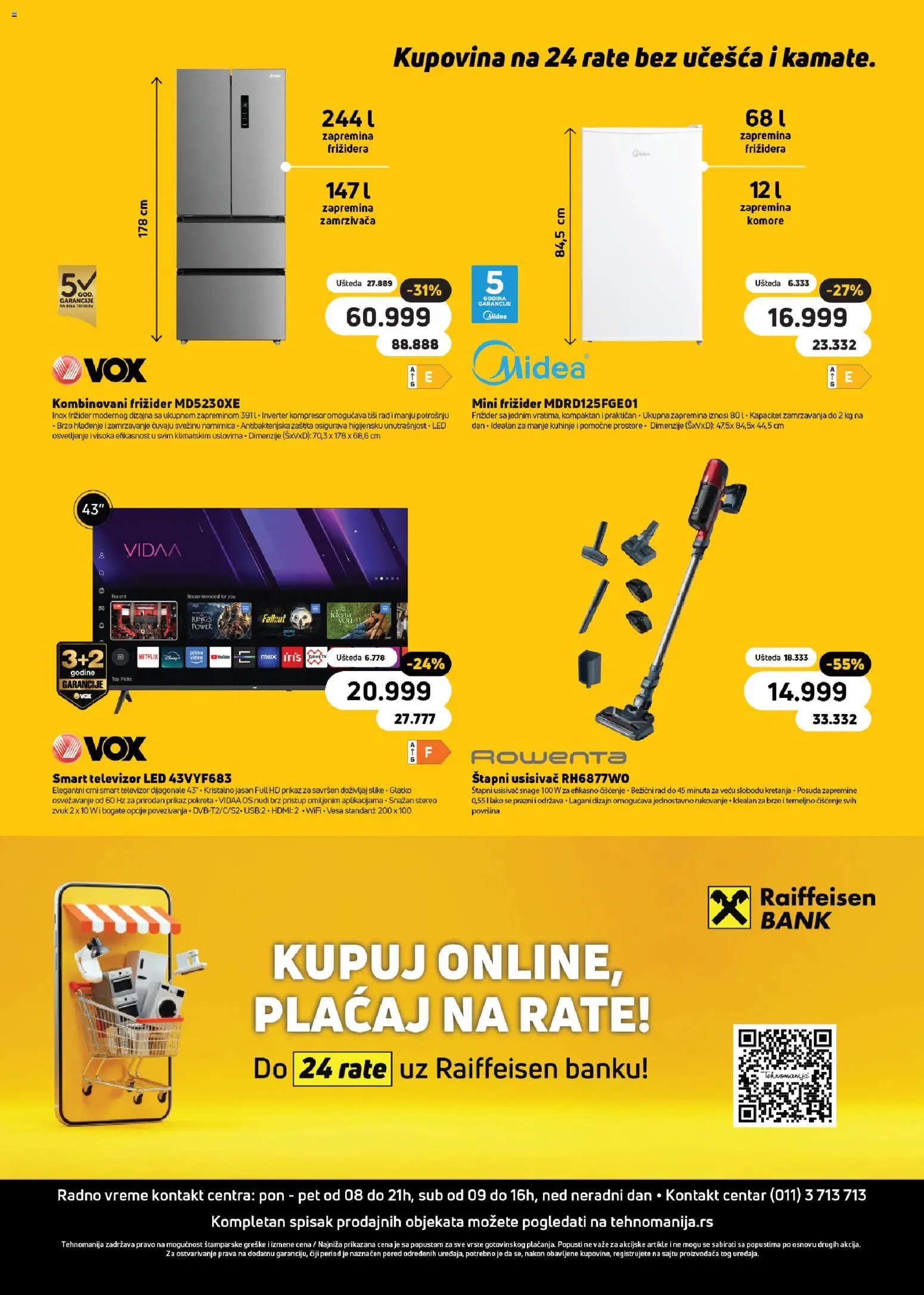 Tehnomanija katalog - važi od 15.01.2026 | Strana: 16 | Proizvode: Usisivač, Televizor, Kombinovani frižider, Frižider