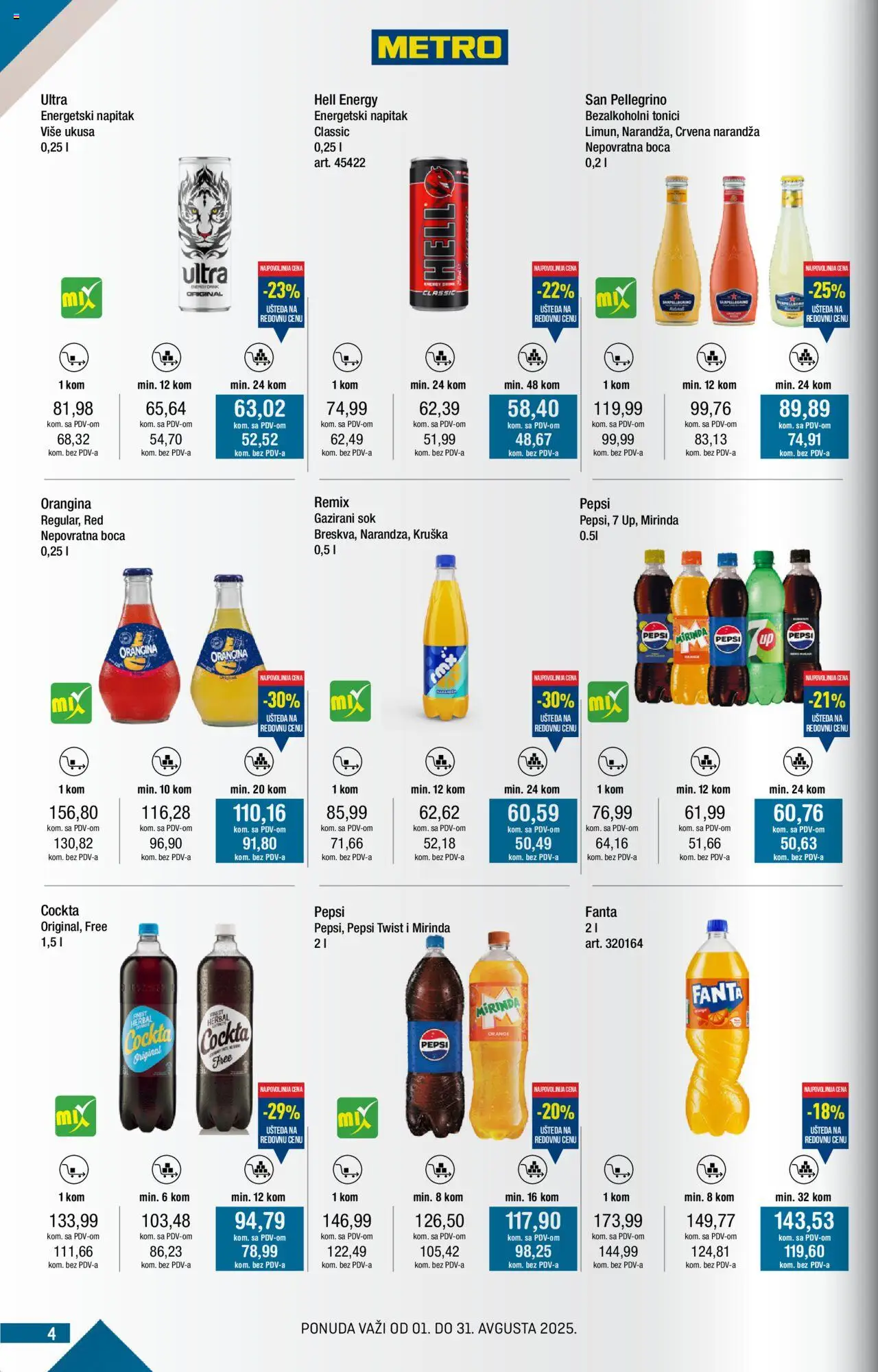 Metro katalog - važi od 01.08.2025 | Strana: 4 | Proizvode: Hell, Sok, Pepsi