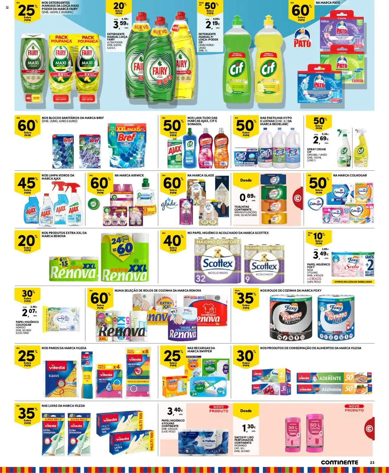 Continente - Madeira │ válido de 21.10.2025 | Página: 23 | Produtos: Papel higiénico, Detergente, Limpa vidros, Creme