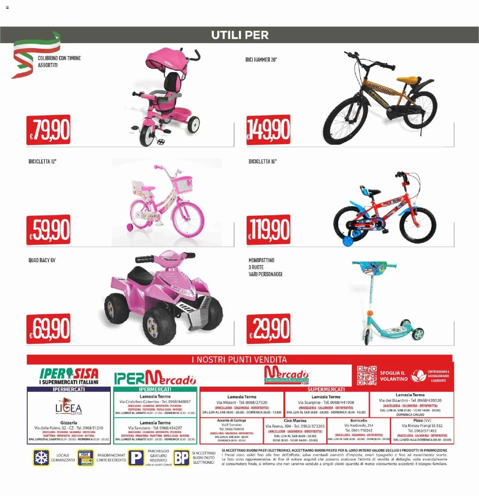 Volantino SISA del 16.04.2026 | Pagina: 20 | Prodotti: Bicicletta, Monopattino, Sushi