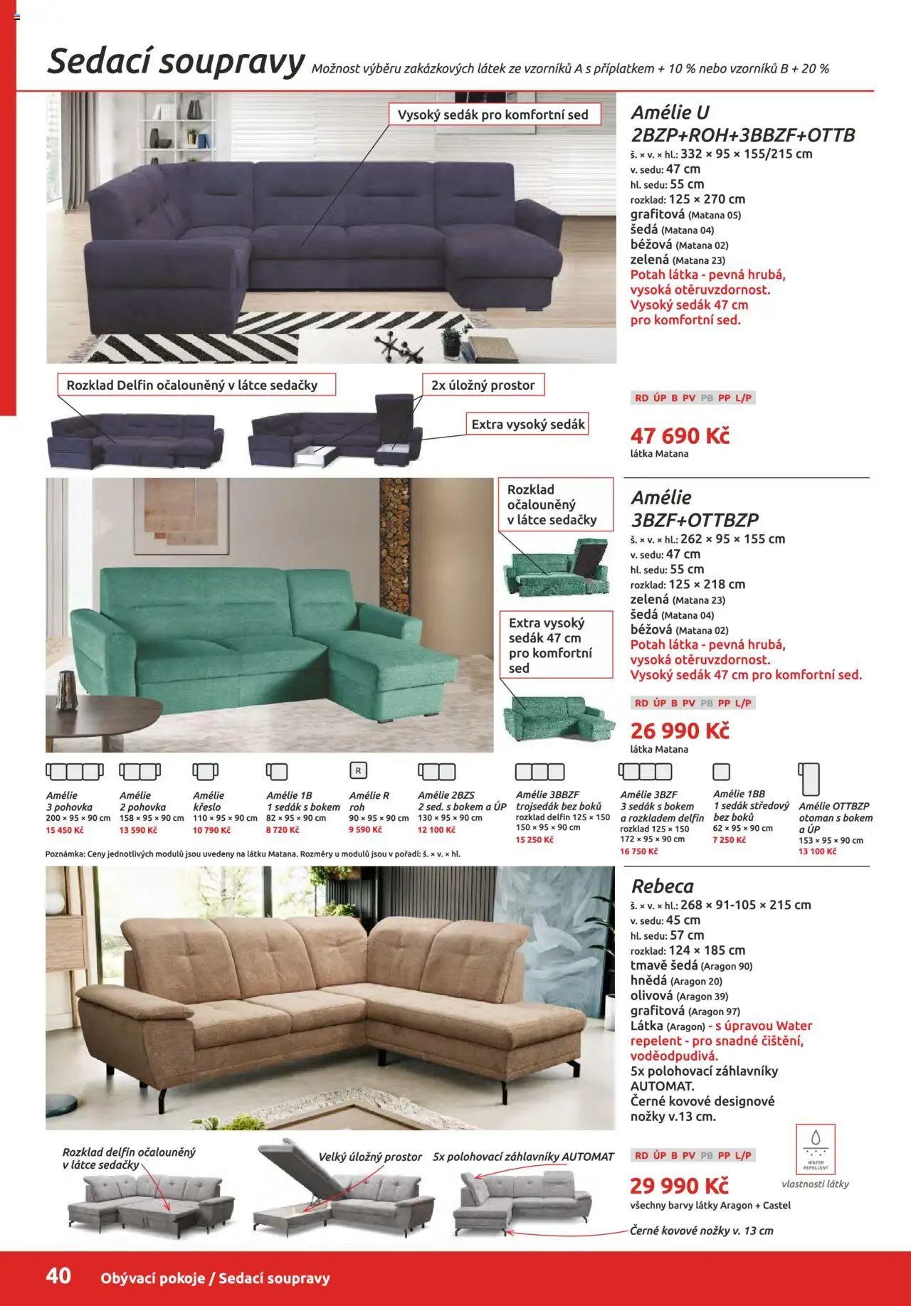 ORFA nábytek katalog 2025-2026 od 01.10.2025 | Strana: 40 | Produkty: Pohovka, Křeslo, Repelent, Barvy