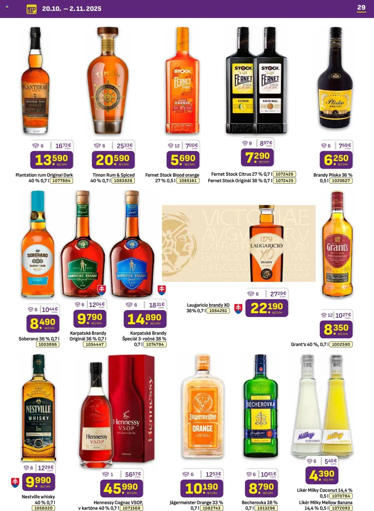 Nové Libex akcie – leták je platný od 20.10.2025 | Strana: 29 | Produkty: Becherovka, Soberano, Fernet, Rum