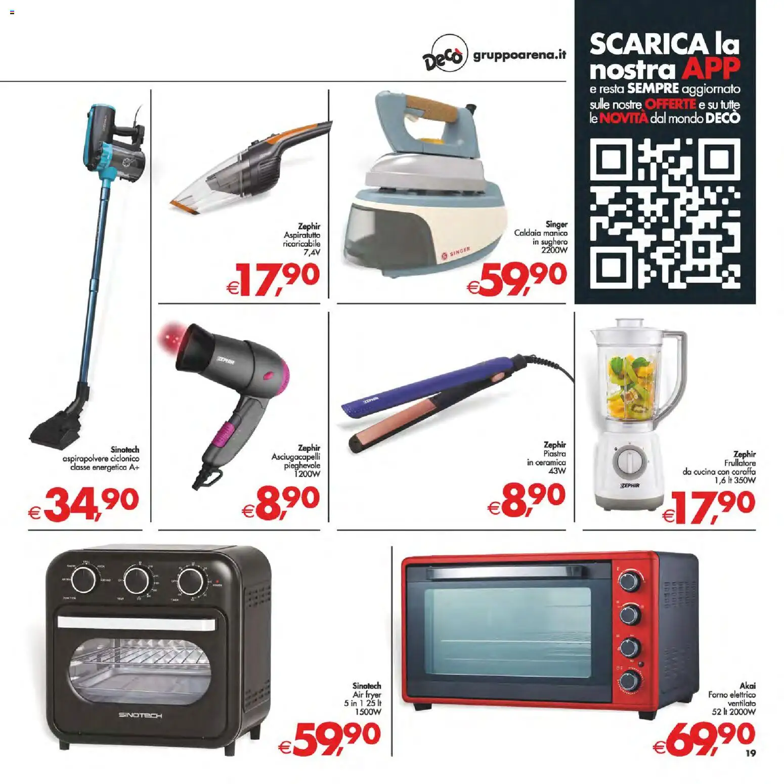 Volantino Decò del 24.02.2026 | Pagina: 19 | Prodotti: Frullatore, Caldaia, Aspirapolvere, Asciugacapelli