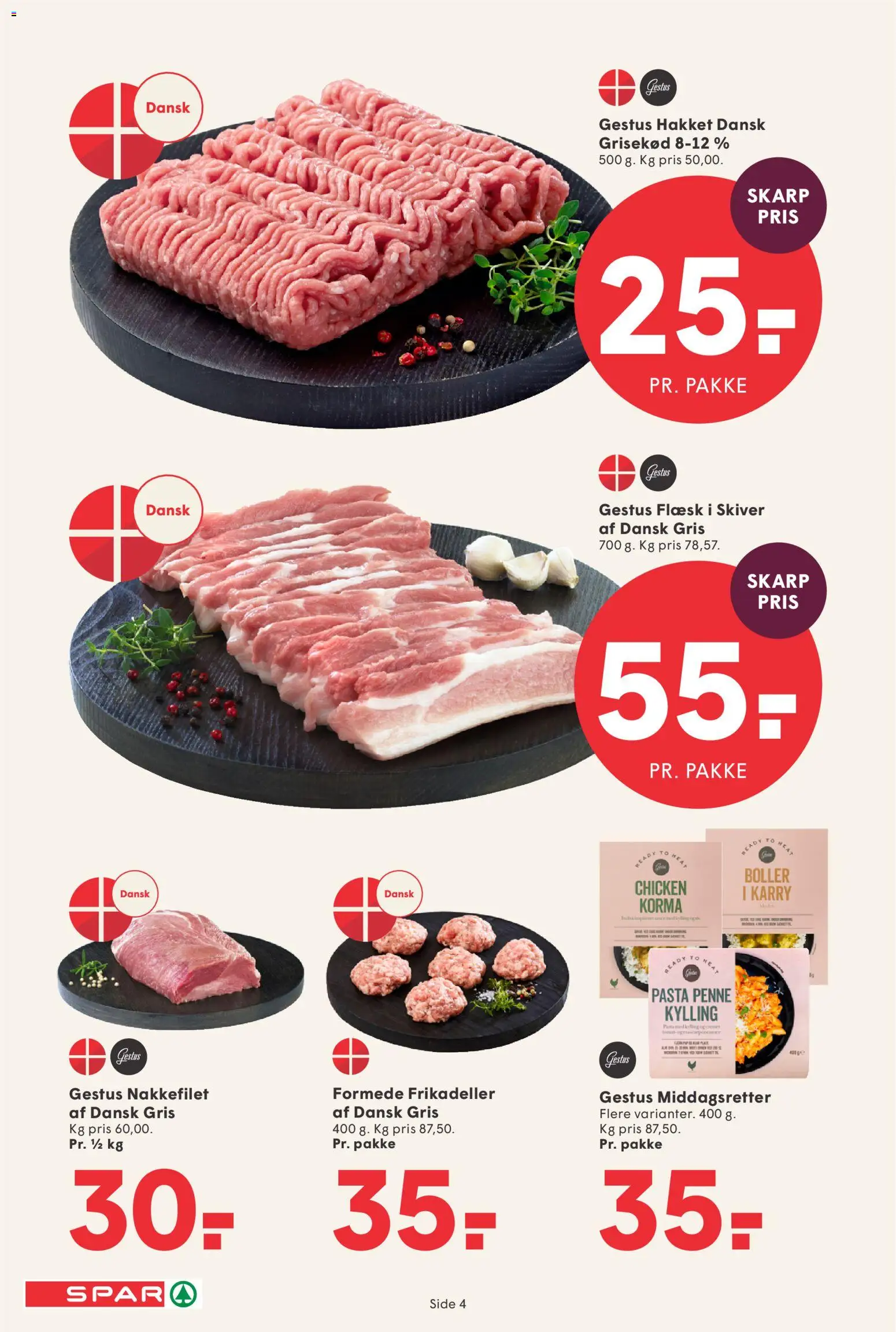 Spar tilbudsavis – gyldig fra 06.03.2026 | Side: 4 | Produkter: Karry, Pasta, Frikadeller, Nakkefilet