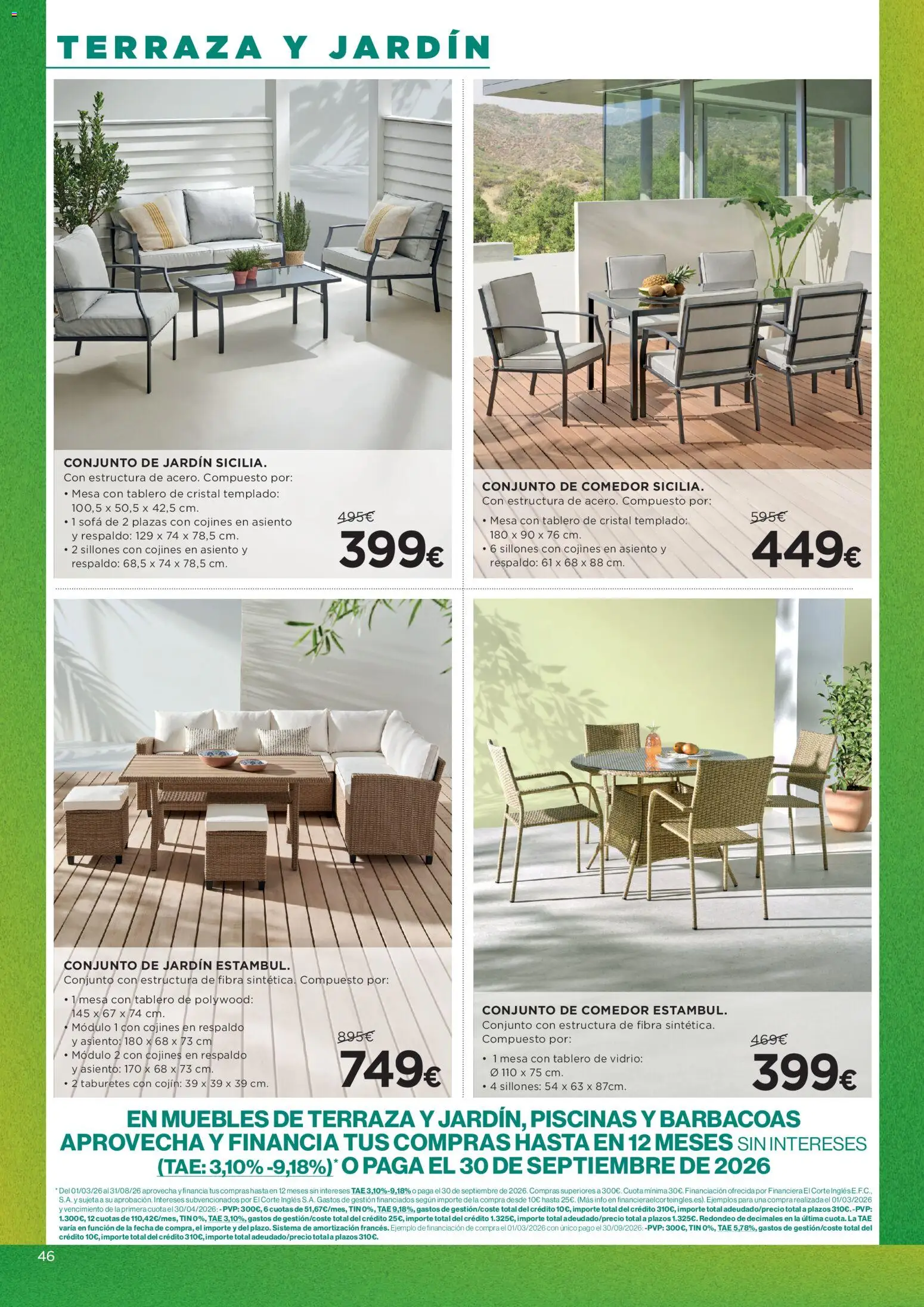 Hipercor catálogo │ válido desde el 23.04.2026 | Página: 46 | Productos: Muebles, Cojín, Sofá, Mesa