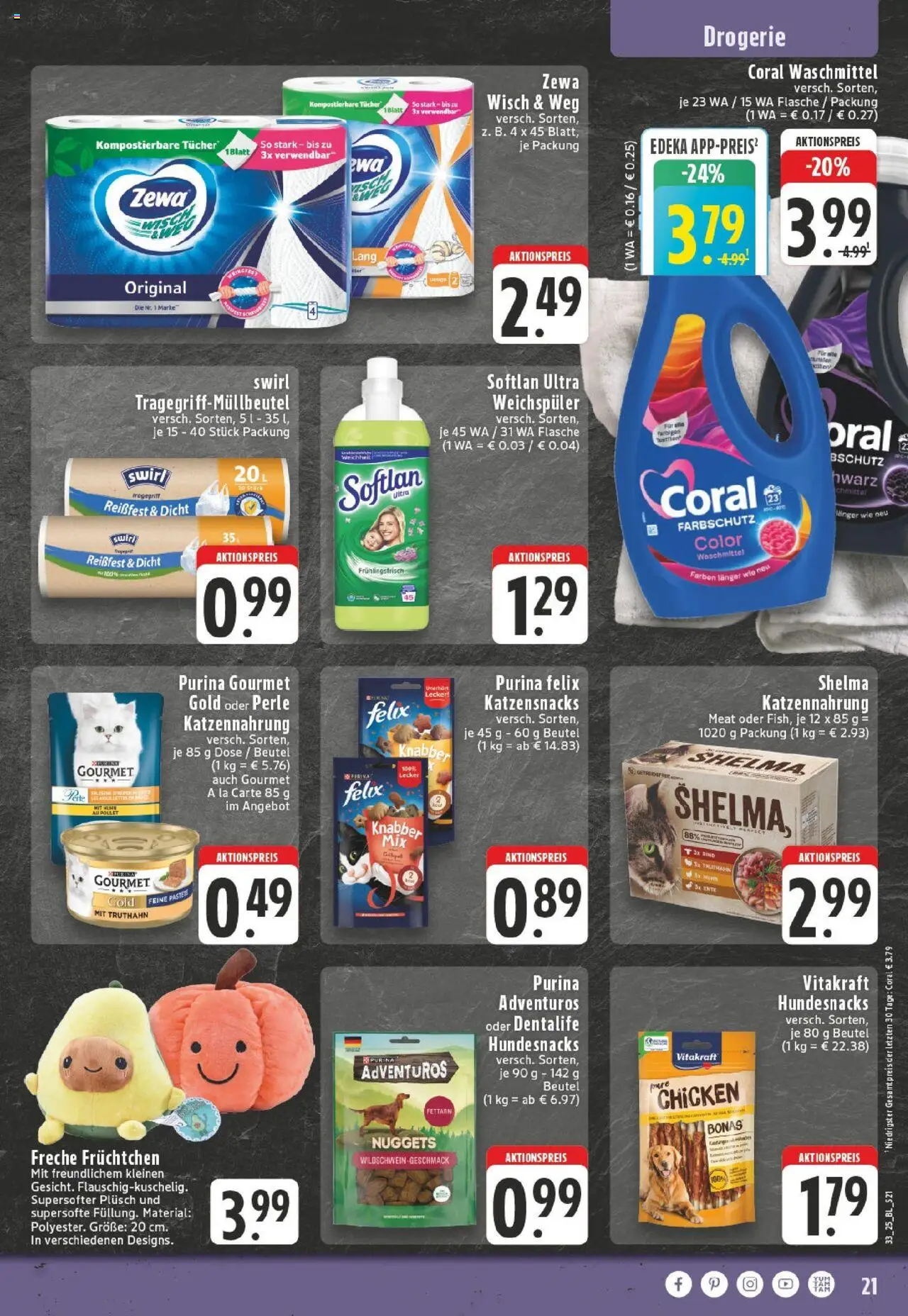 Edeka prospekt Kempen	 - gültig ab dem 11.08.2025 | Seite: 21 | Produkte: Coral, Zewa, Waschmittel, Purina gourmet gold