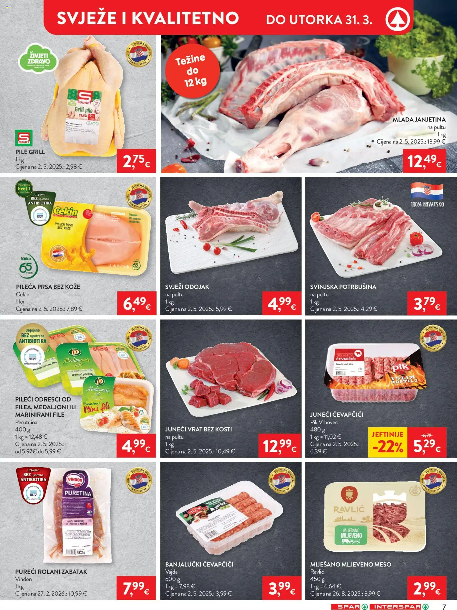 Spar katalog | vrijedi od 25.03.2026 | Stranica: 9 | Proizvodi: Janjetina, Puretina, Meso, Mljeveno meso