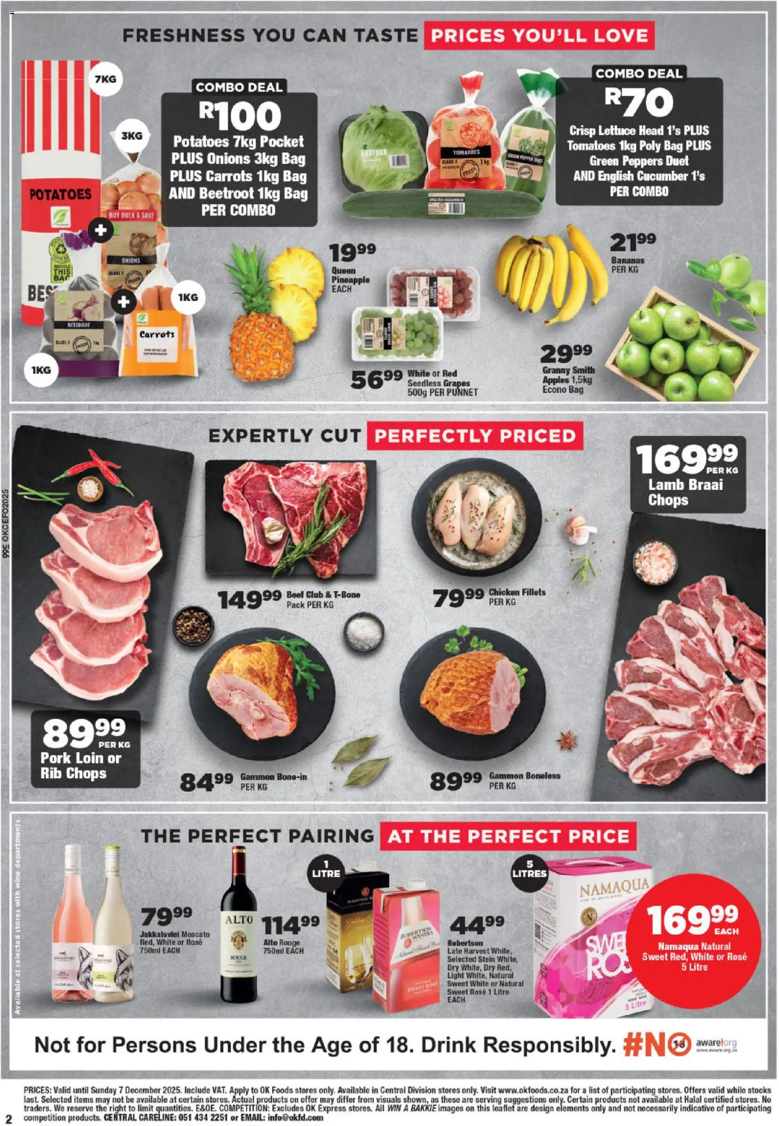 New OK Foods catalogue – valid from 25.11.2025 | Page: 2 | Products: Wine, Pineapple, Carrots, Onions