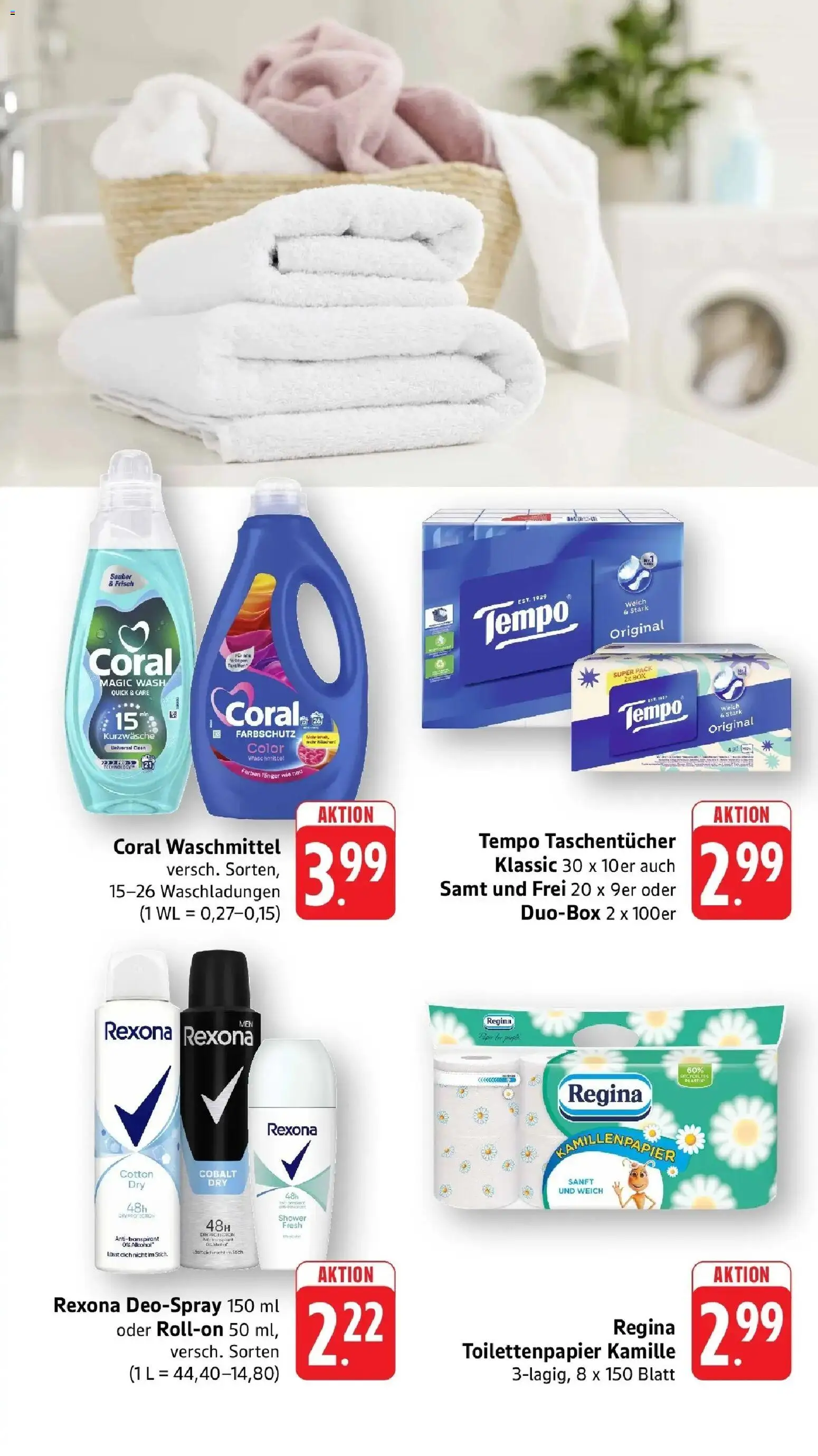 Angebote – gültig ab 20.04.2026 | Seite: 9 | Produkte: Coral waschmittel, Waschmittel, Tempo, Deospray