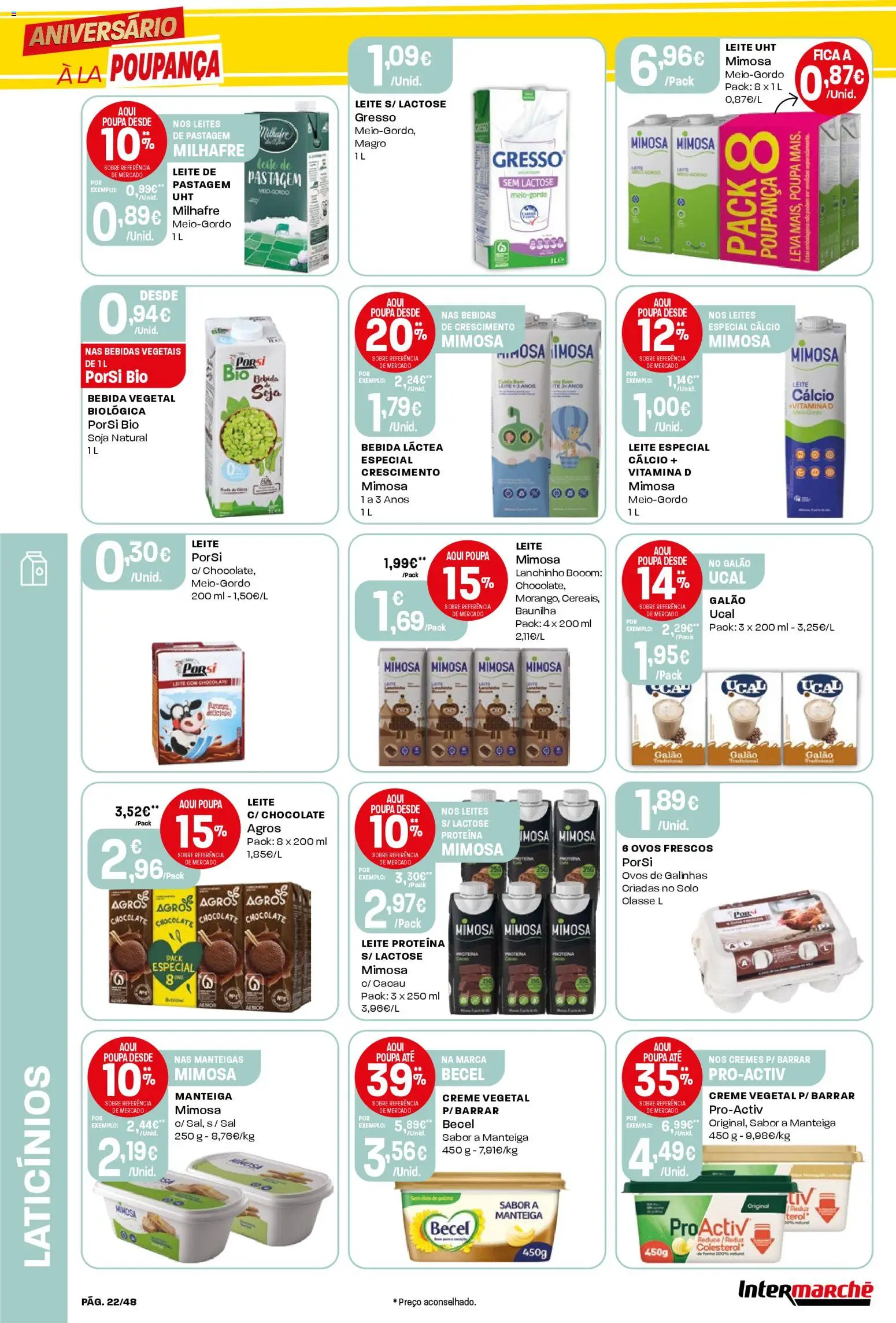 Intermarché folheto │ válido de 23.10.2025 | Página: 22 | Produtos: Leite proteina, Sal, Leite, Ovos