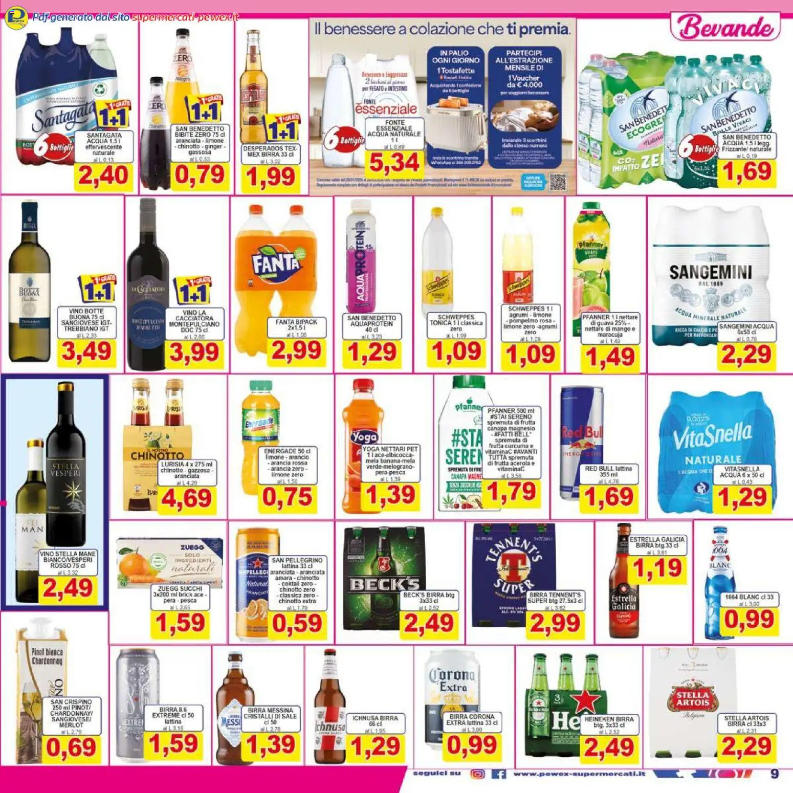 Volantino Pewex del 13.02.2026 | Pagina: 9 | Prodotti: Birra, Agrumi, Pera, Fanta