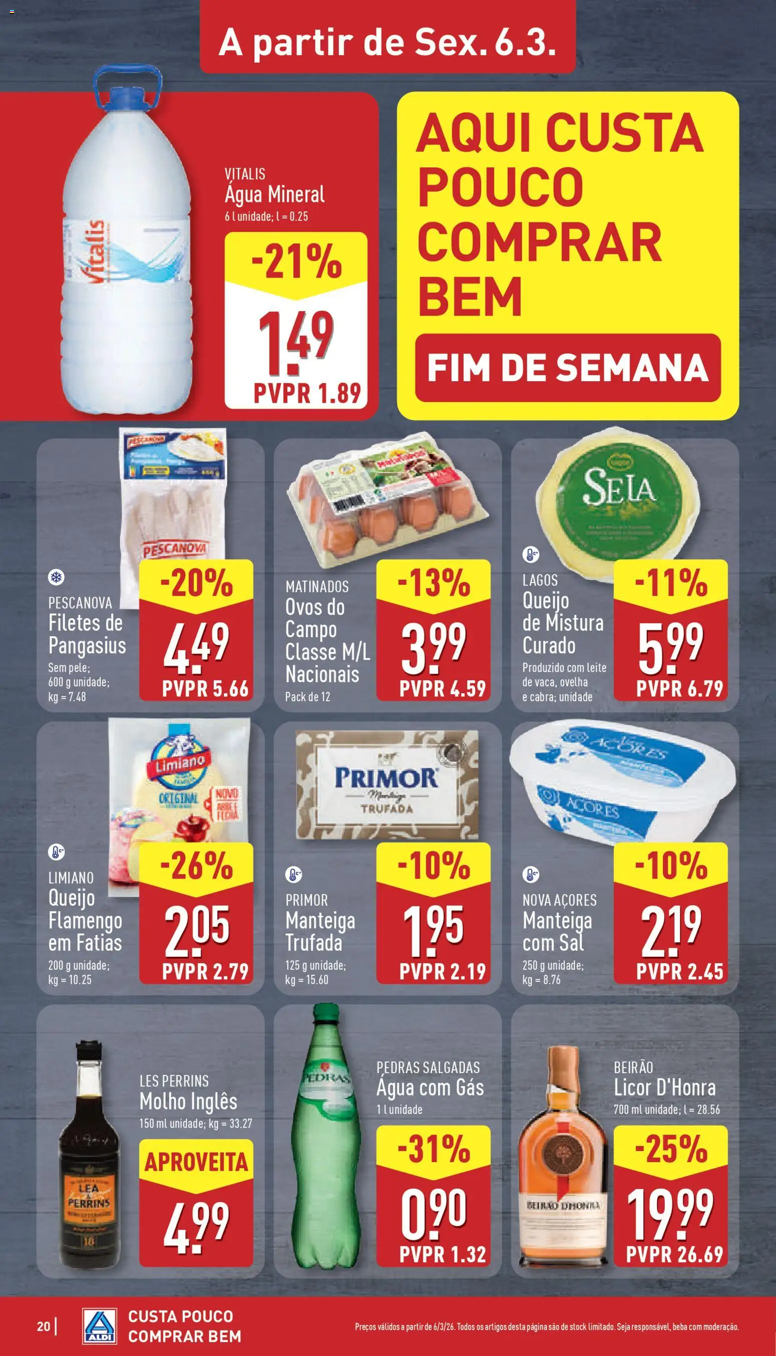 Aldi folheto │ válido de 02.03.2026 | Página: 20 | Produtos: Molho inglês, Sal, Licor, Leite