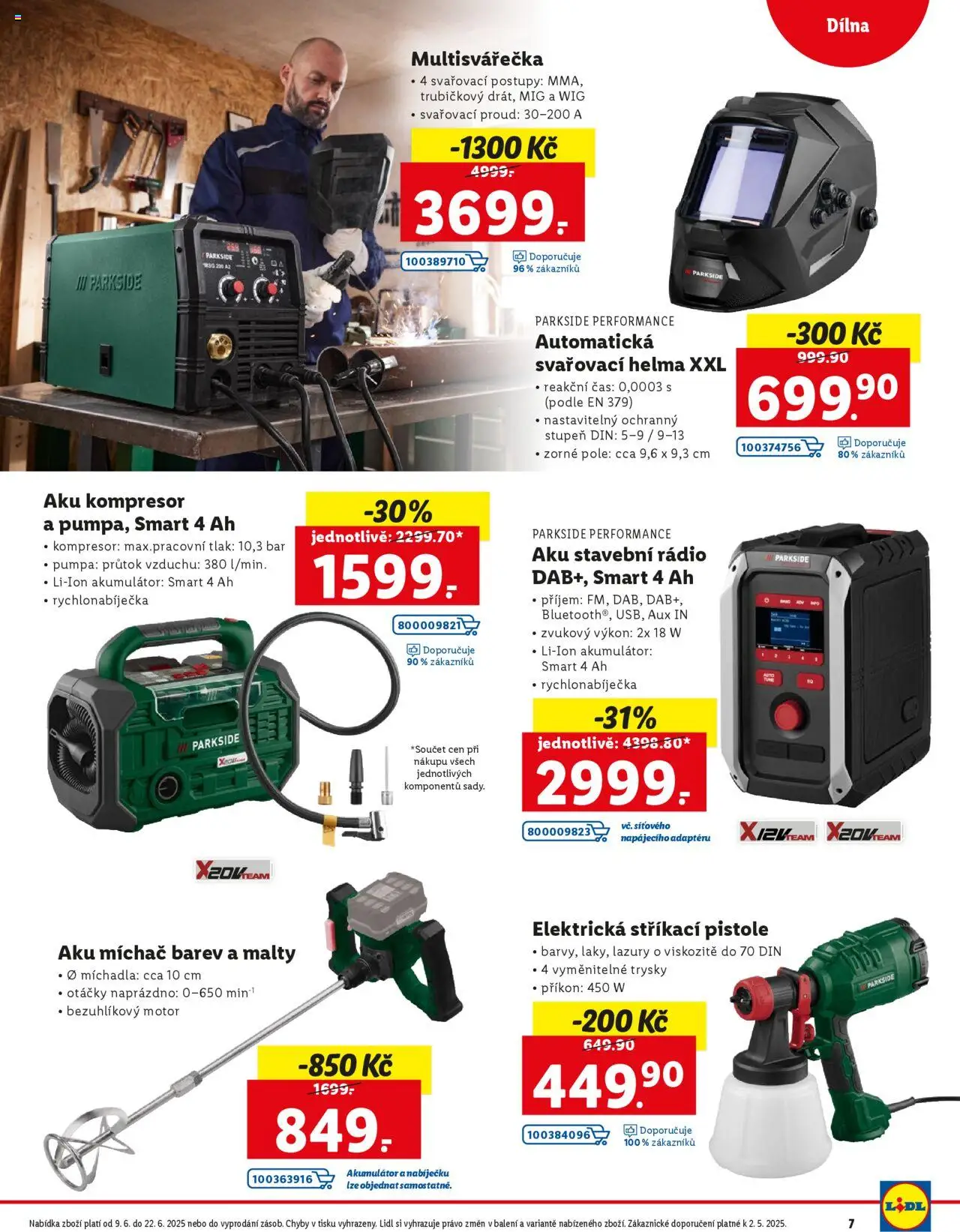 Lidl leták - Magazín červen od 09.06.2025 | Strana: 7 | Produkty: Parkside, Aku kompresor, Mixér, Pumpa