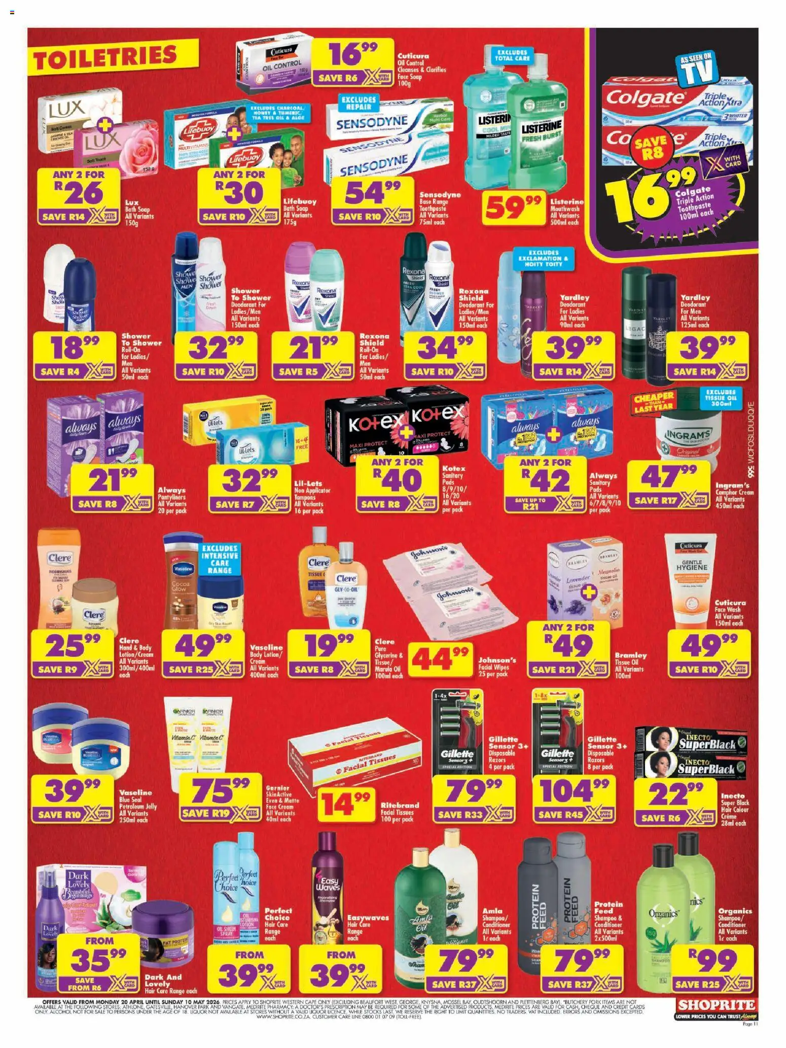 New Shoprite catalogue – valid from 20.04.2026 | Page: 11 | Products: Hair colour, Oil, Cream, Lotion