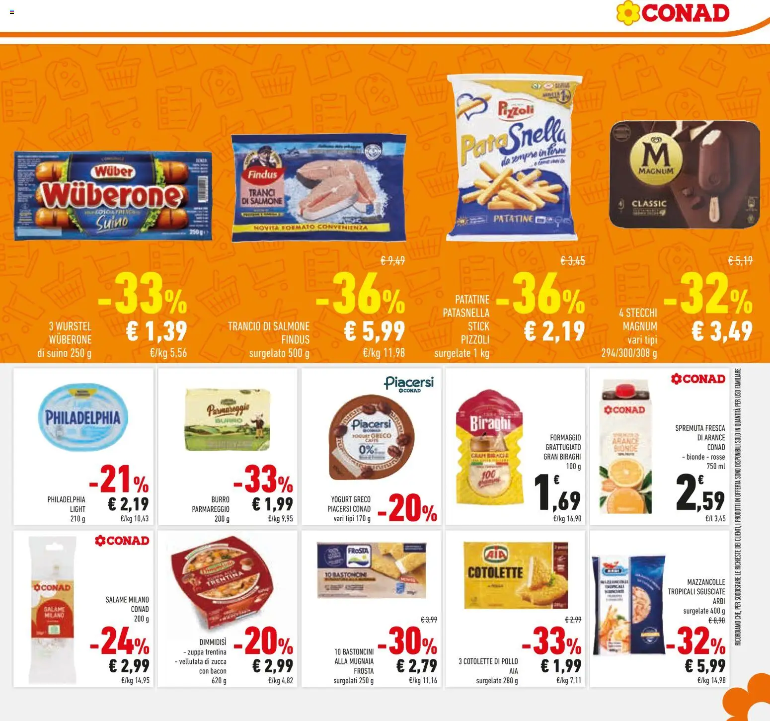 Volantino Conad del 06.11.2025 | Pagina: 25 | Prodotti: Salmone, Burro, Wurstel, Zucca