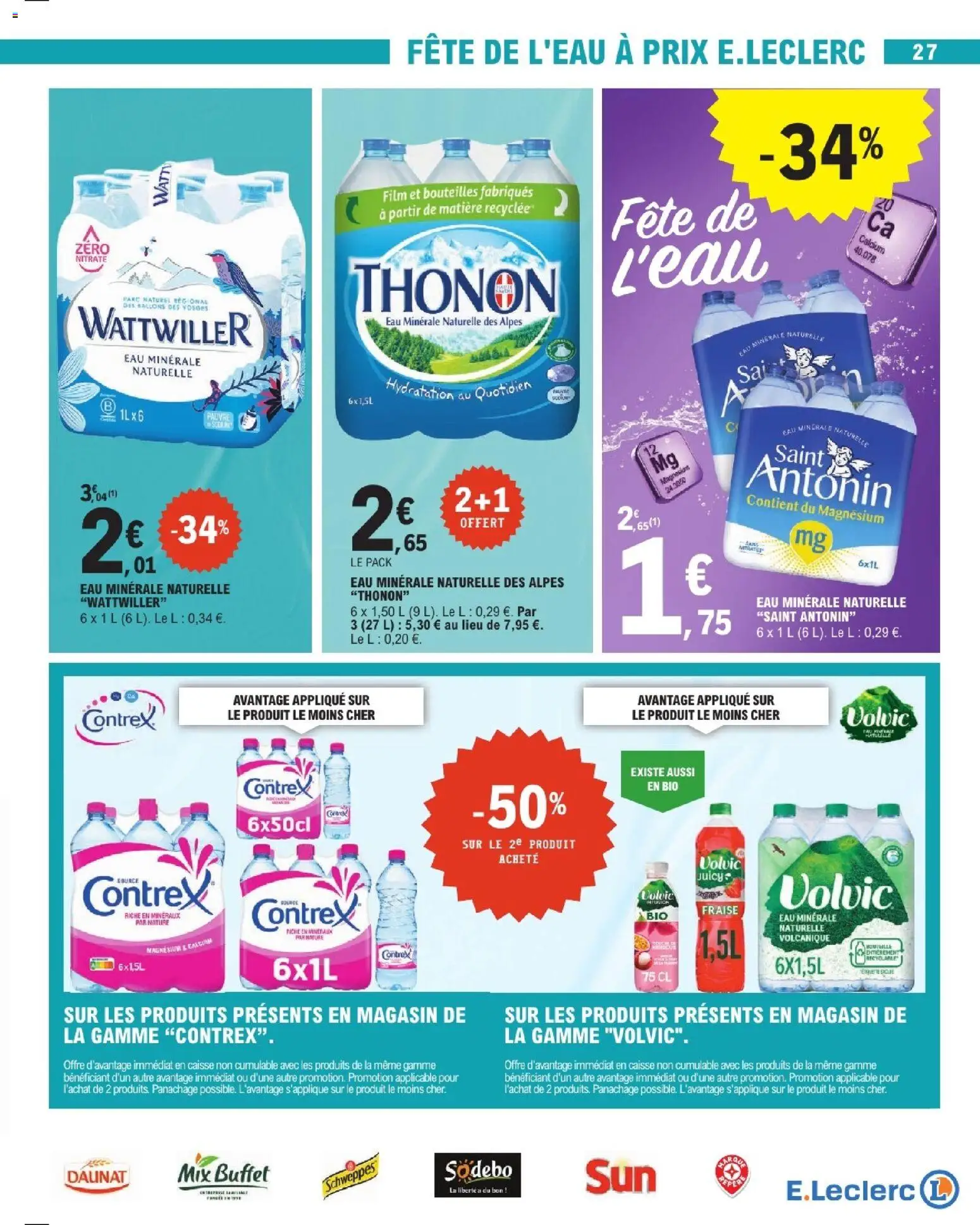 {H1} | Page: 27 | Produits: Eau minérale, Fraise, Wattwiller eau minerale naturelle, Contrex