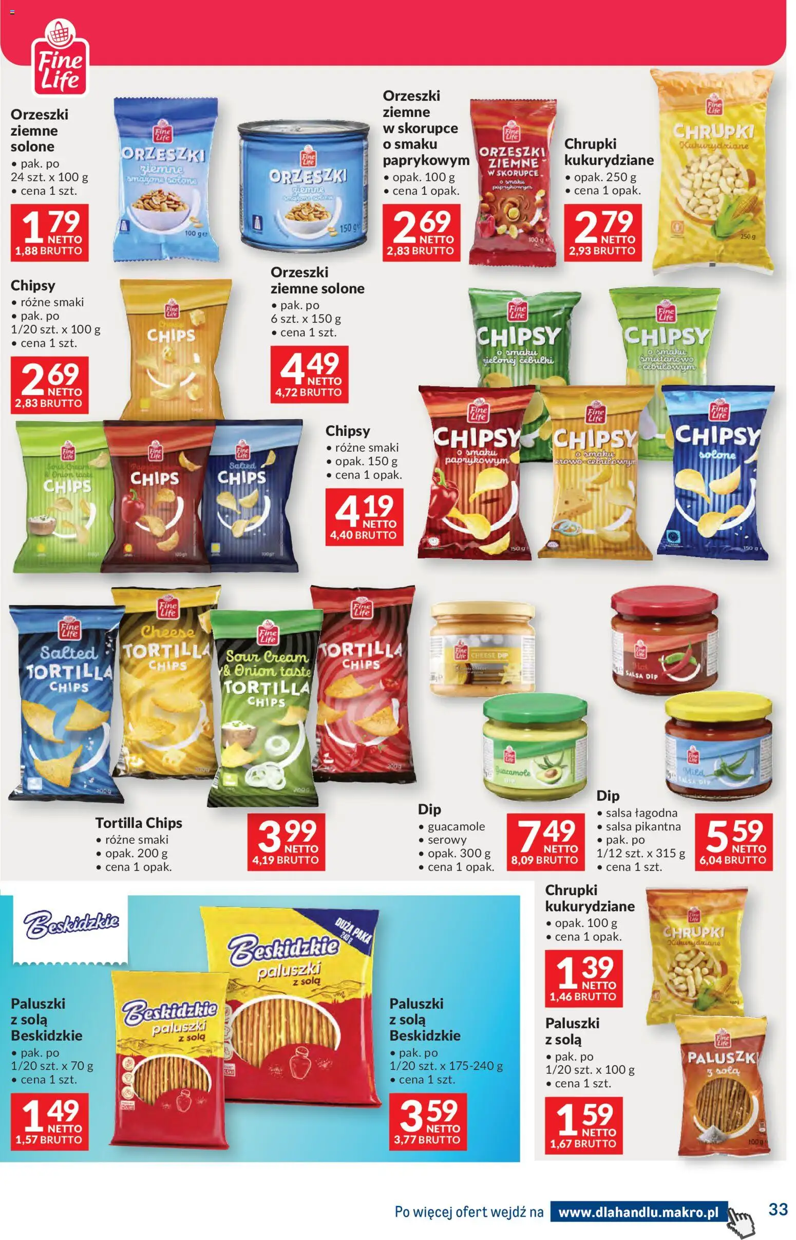 Makro Gazetka - Dystrybucja do sklepów od 07.01.2026 | Strona: 33 | Produkty: Chrupki, Tortilla, Paluszki, Orzeszki ziemne