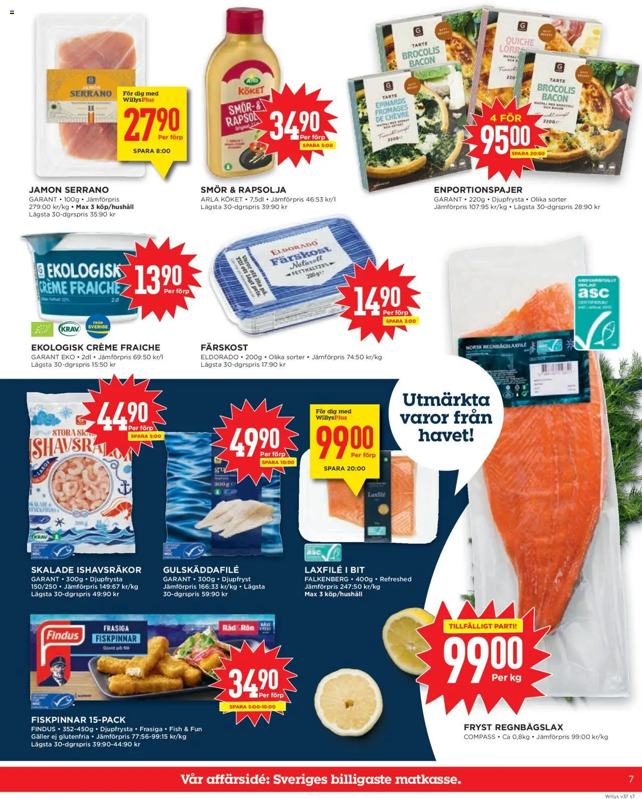 Willys reklamblad aktuell från 08.09.2025 | Sida: 7 | Produkter: Bacon, Galler, Creme fraiche, Smör