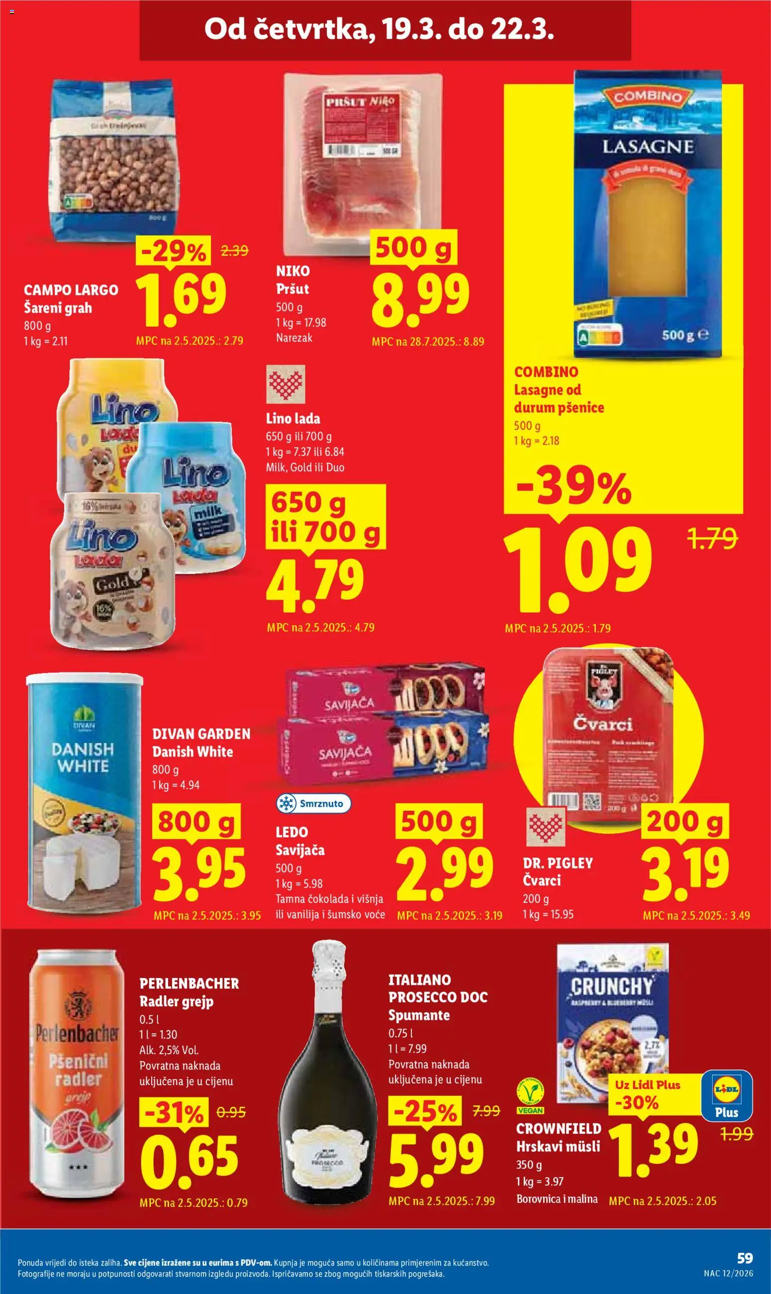 Lidl katalog | vrijedi od 16.03.2026 | Stranica: 59 | Proizvodi: Prosecco, Lino Lada, Čokolada, Borovnica