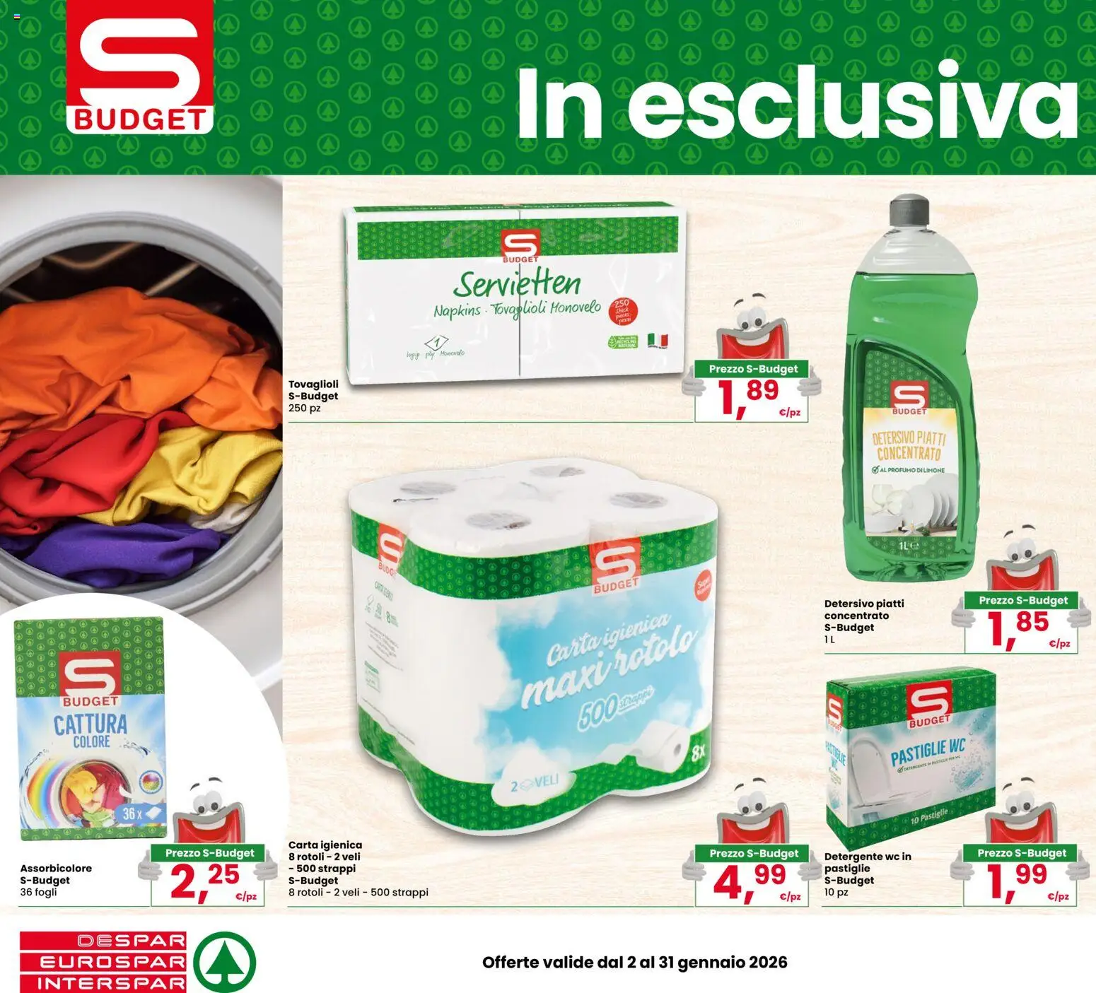 Volantino Interspar del 02.01.2026 | Pagina: 6 | Prodotti: Carta igienica, Limone, WC, Profumo