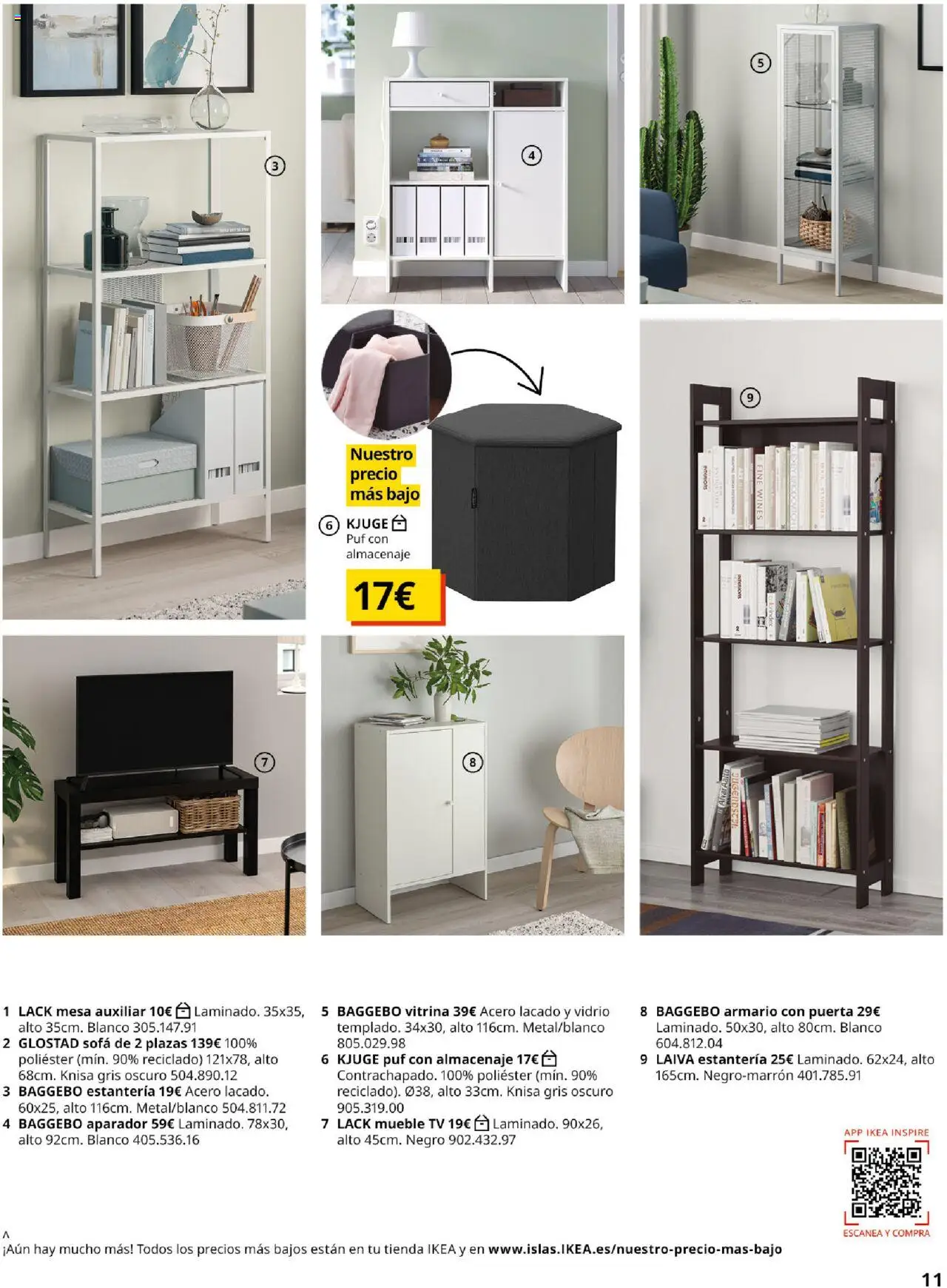 Catálogo IKEA Salones │ válido desde el 01.09.2025 | Página: 11 | Productos: Mesa auxiliar, Almacenaje, Armario, Aparador